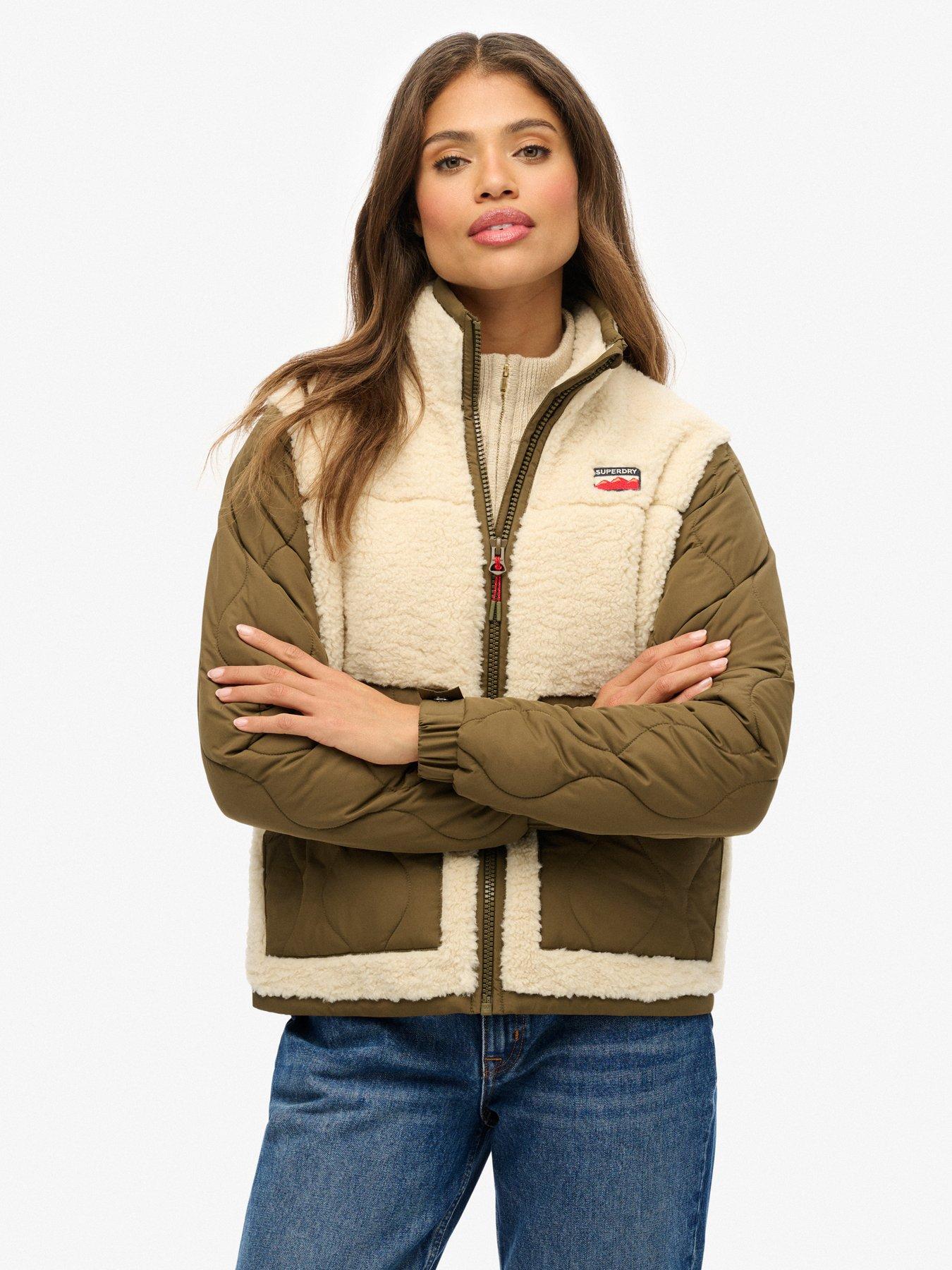  image of superdry-fleece-hybrid-jacket-beige