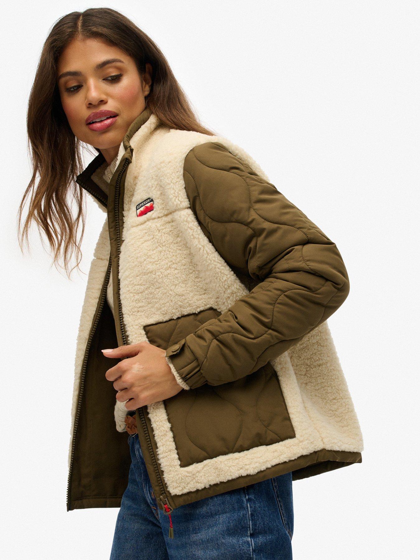  image of superdry-fleece-hybrid-jacket-beige