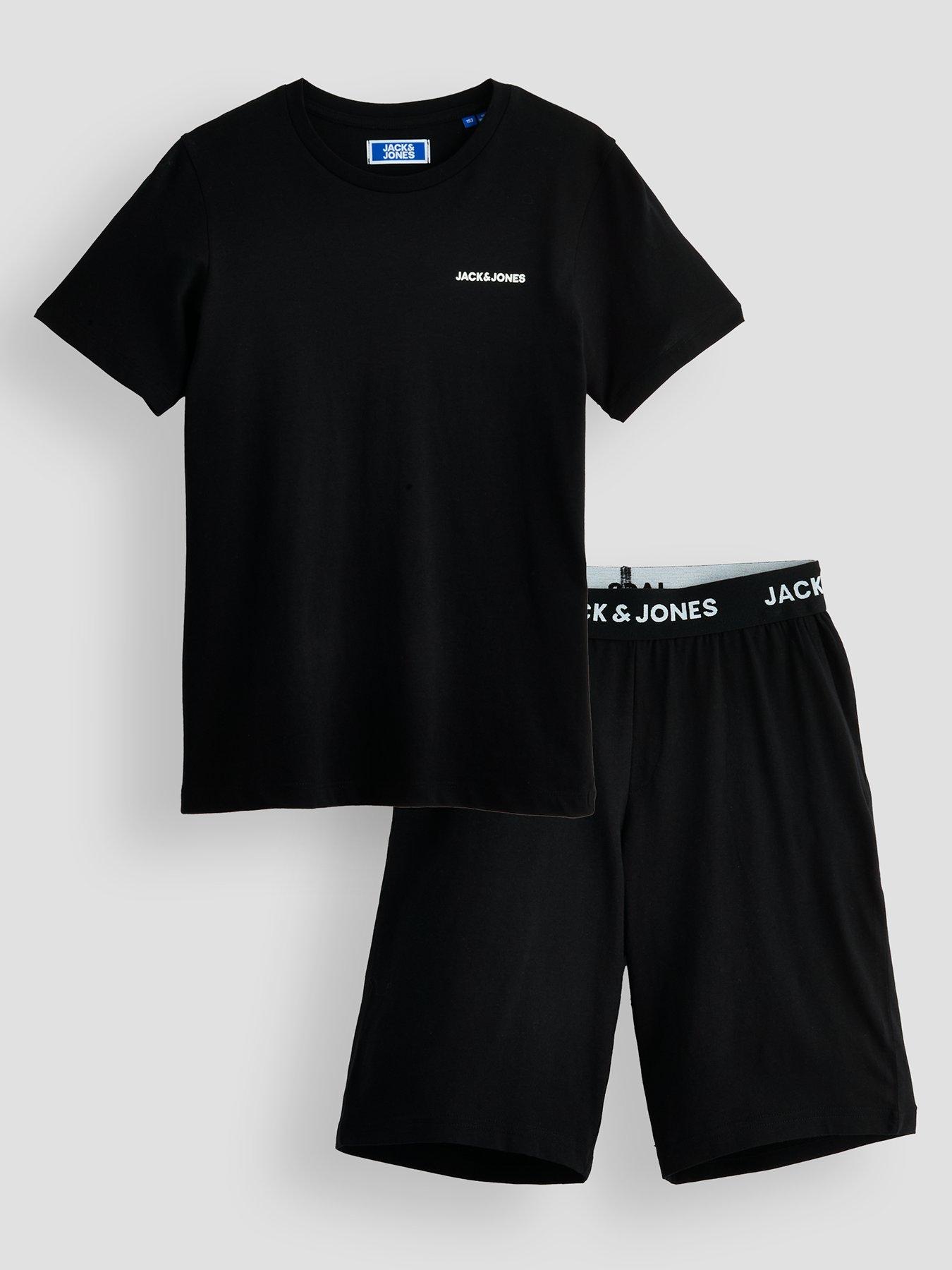 Jack & Jones Junior Boys Everest Short Sleeve T-shirt Shorts Pyjamas - Black