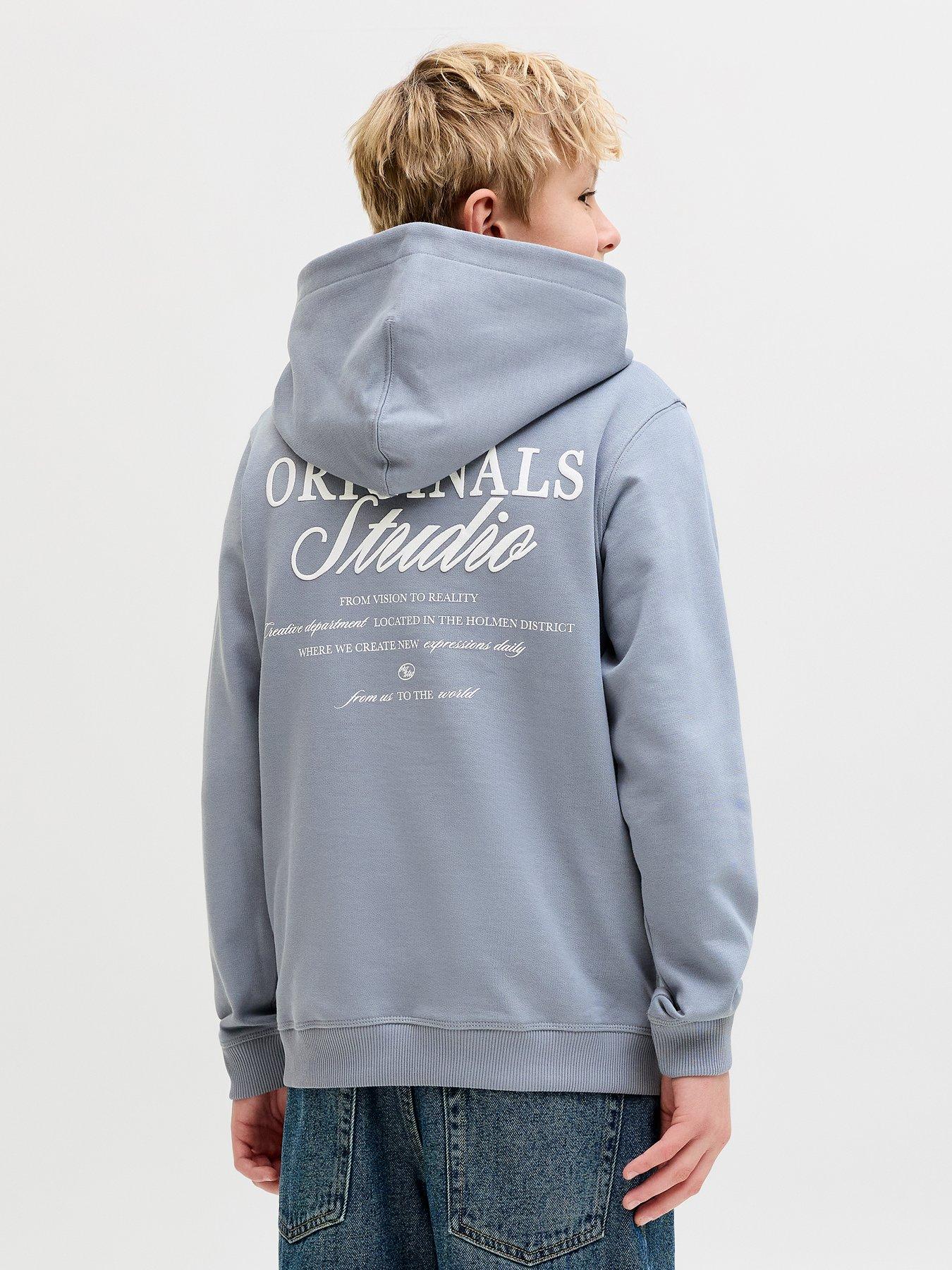 Jack & Jones Junior Boys Back Print Hoodie - Tradewinds Blue