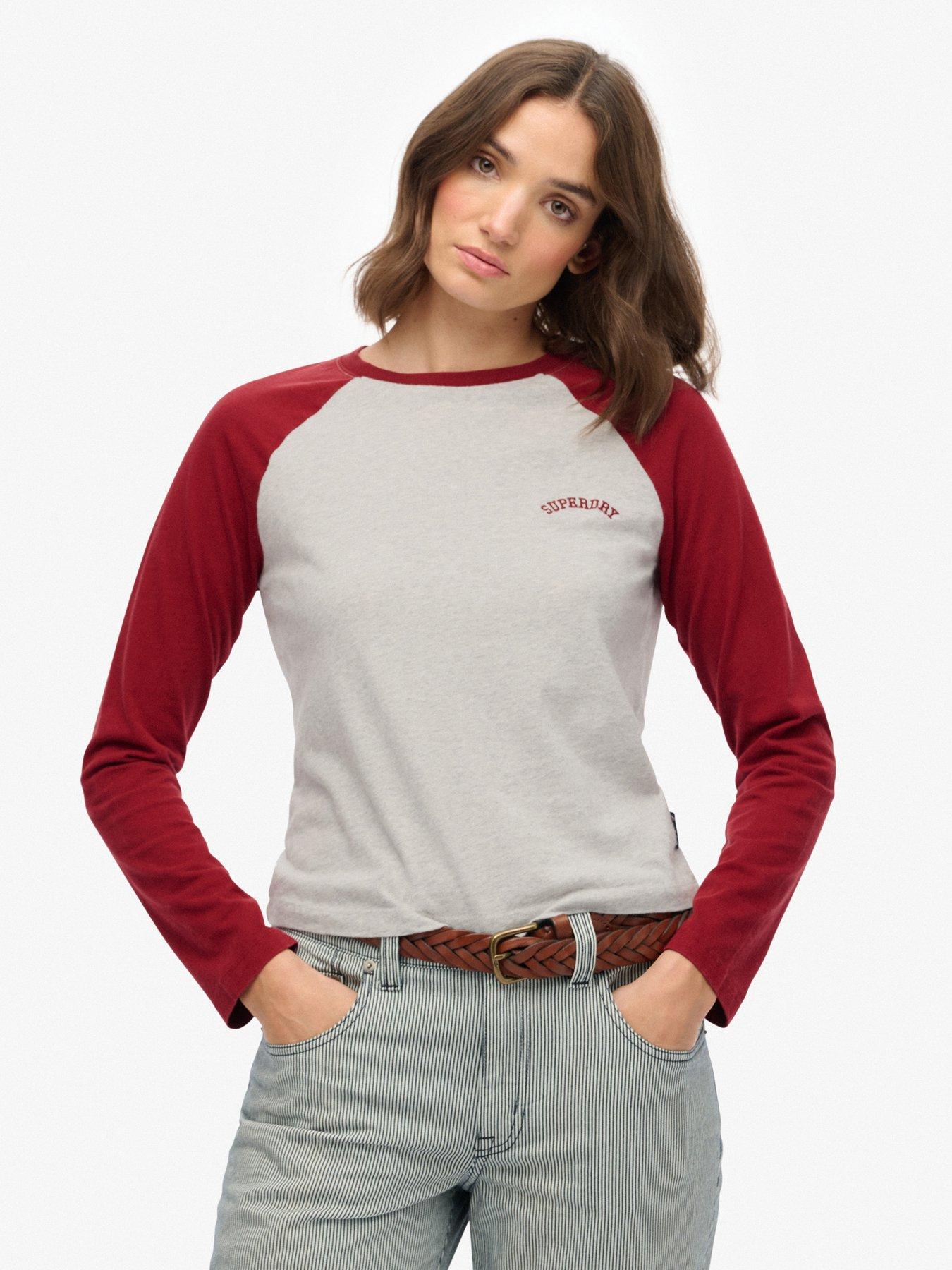  image of superdry-essential-logo-baseball-top-bordeaux-red-glacier-grey