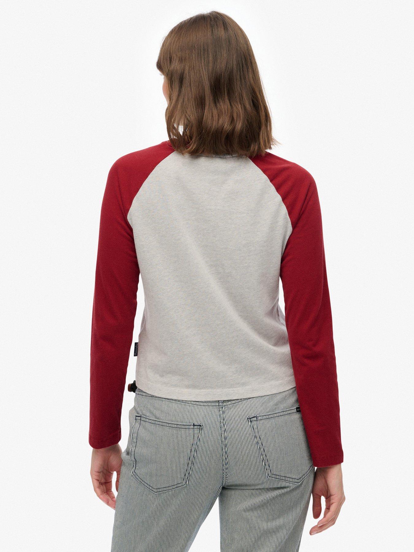  image of superdry-essential-logo-baseball-top-bordeaux-red-glacier-grey