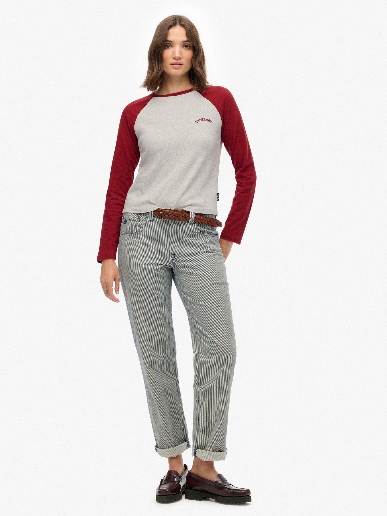  image of superdry-essential-logo-baseball-top-bordeaux-red-glacier-grey