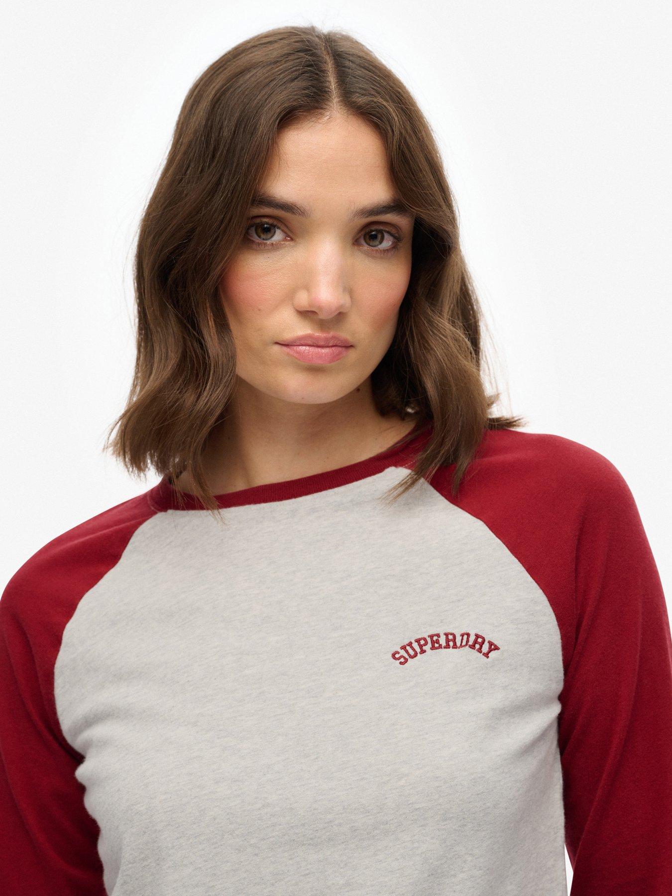  image of superdry-essential-logo-baseball-top-bordeaux-red-glacier-grey
