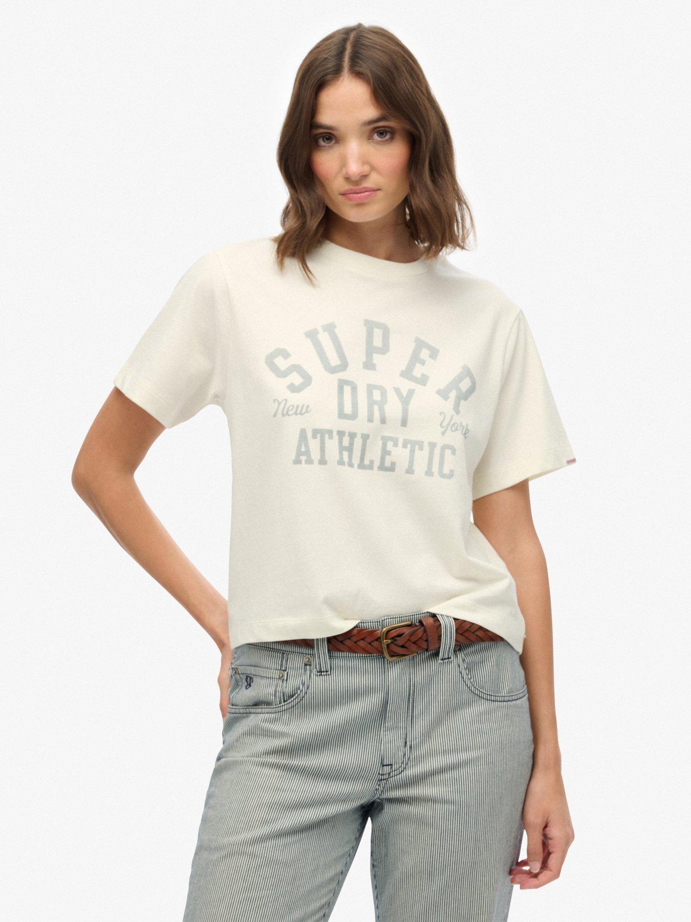 Superdry Athletic Essentials Loose Tee - Desert Bone Off White