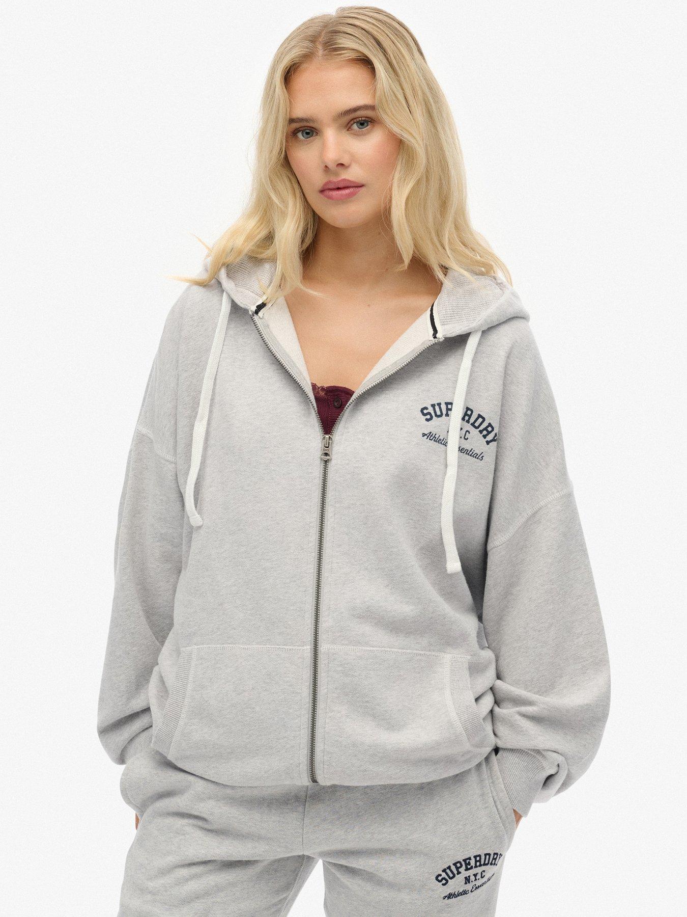 Superdry Athletic Ess Oversized Ziphood - Glacier Grey Marl