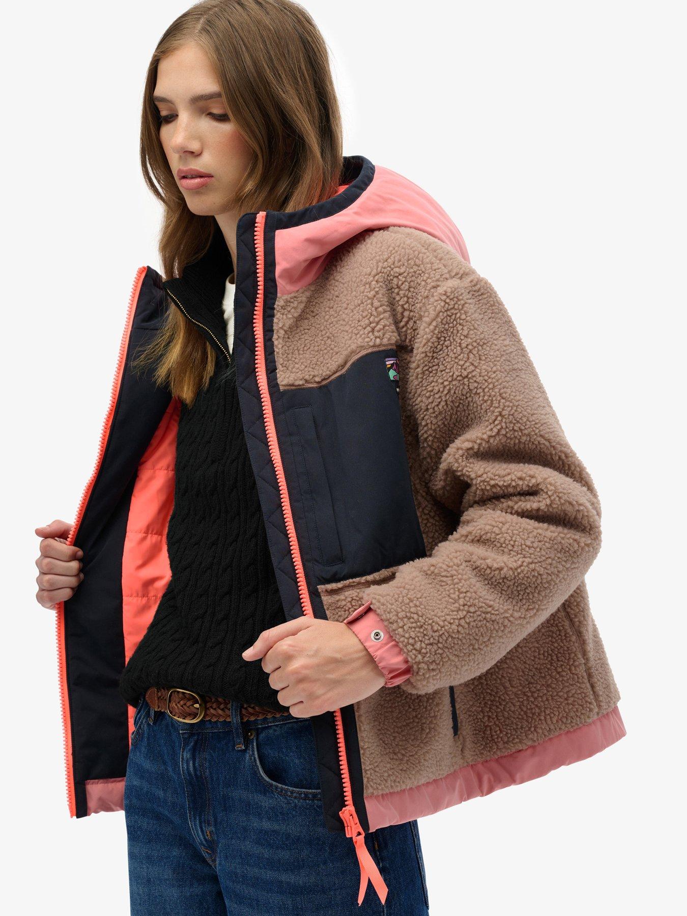  image of superdry-vintage-hooded-sherpa-jacket-light-taupe
