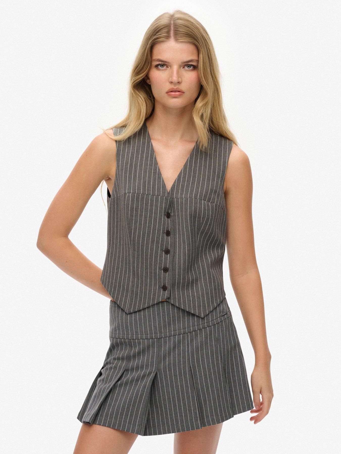 Superdry Pinstripe Waistcoat - Pinstripe Grey