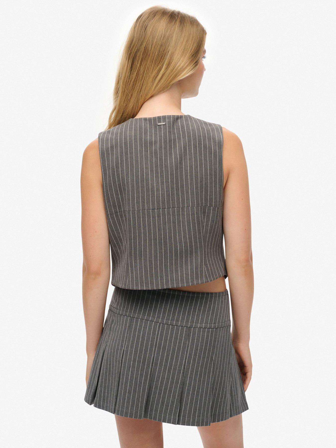  image of superdry-pinstripe-waistcoat-pinstripe-grey