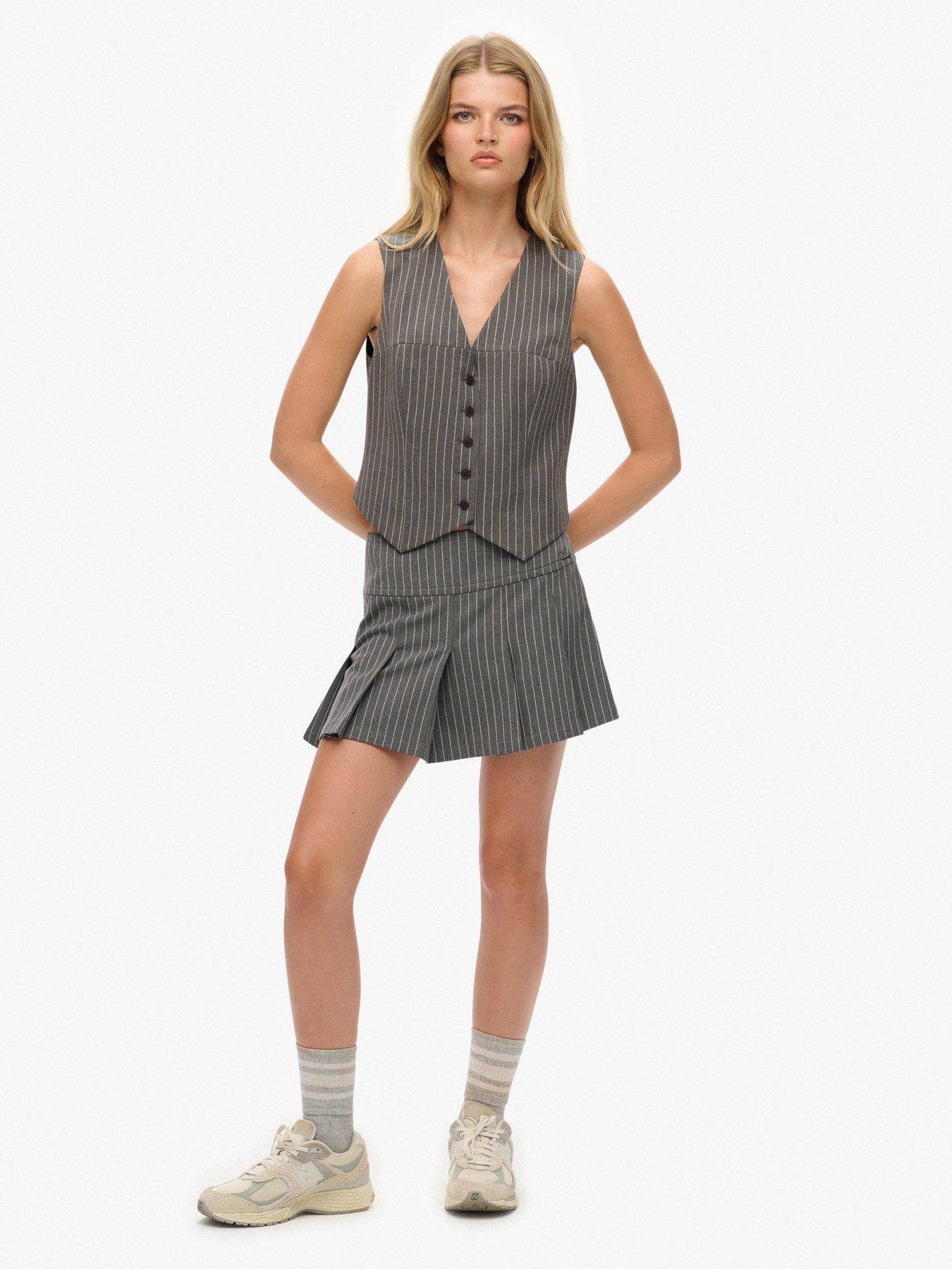  image of superdry-pinstripe-waistcoat-pinstripe-grey