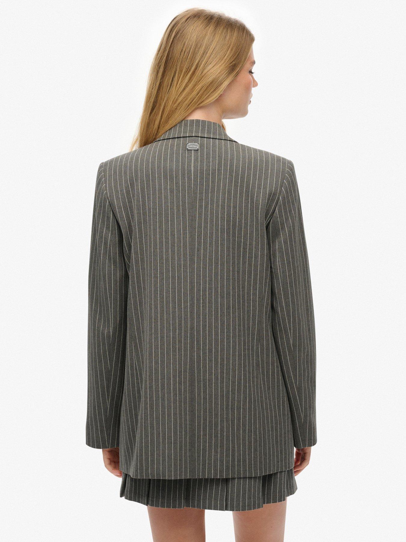 image of superdry-pinstripe-boyfriend-blazer-pinstripe-grey