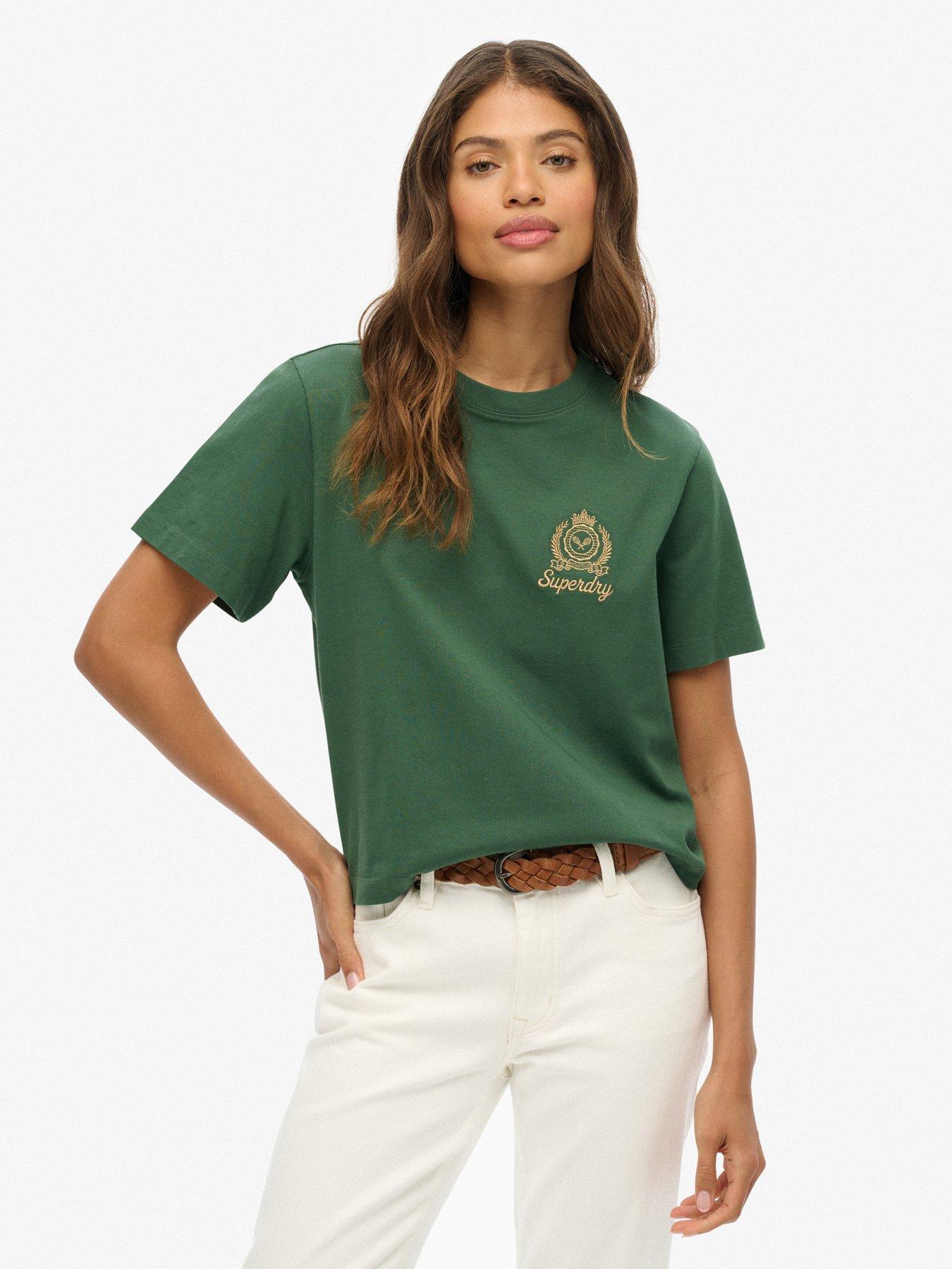  image of superdry-country-club-boxy-loose-t-shirt-deep-green