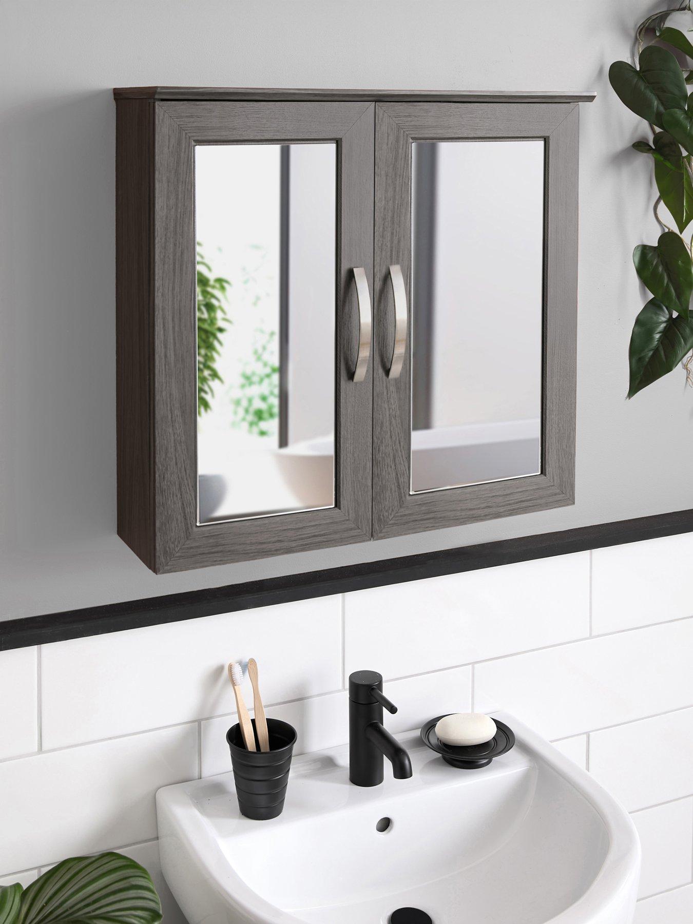 Image 1 of 7 of Very Home Caledon 2 Door Mirror Cabinet - Grey Oak