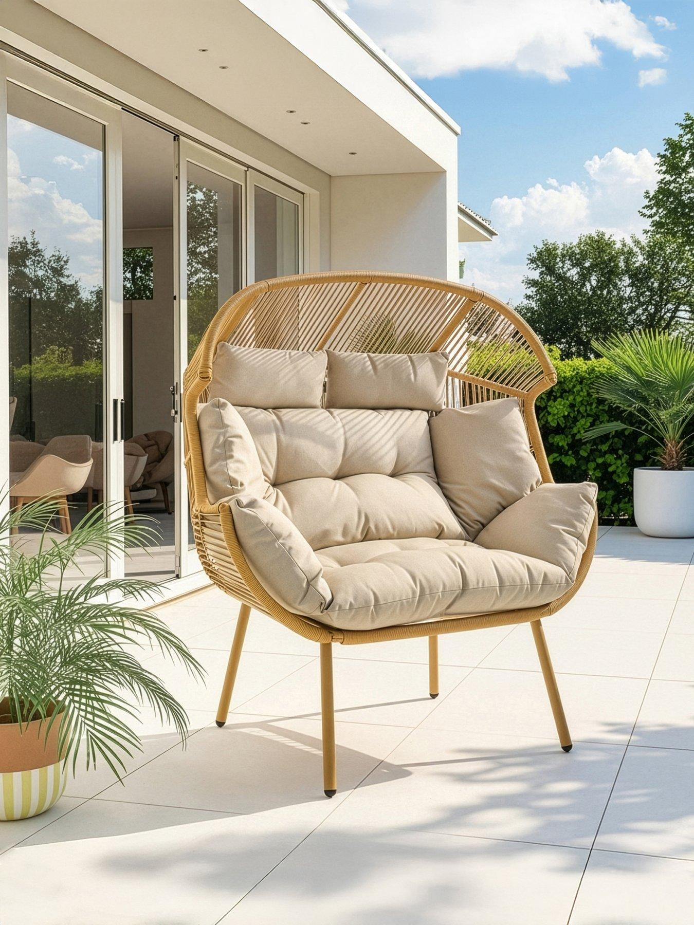 The Very Collection Alma Rattan Love Seat Egg Chair