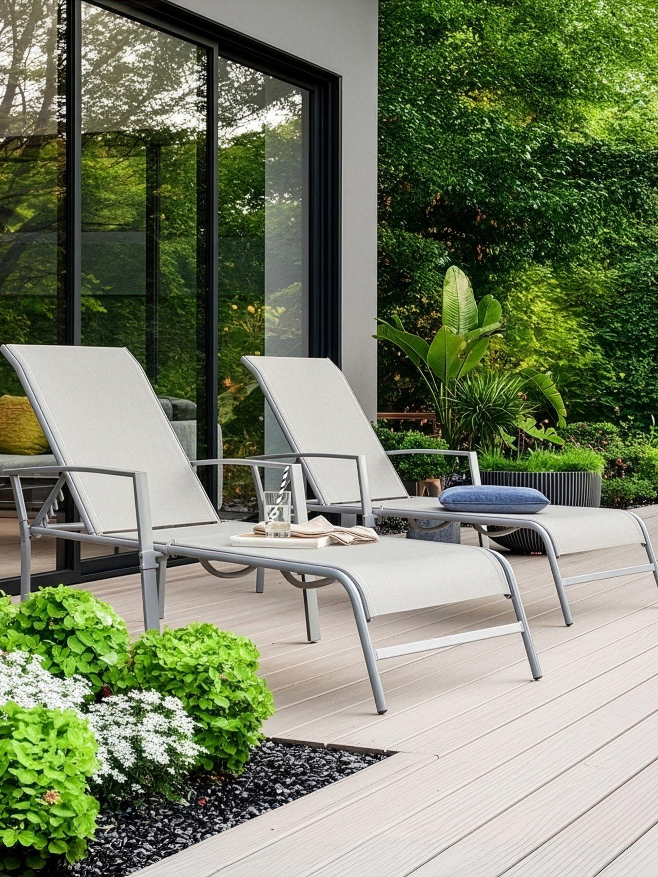 The Very Collection Set Of 2 Adjustable Loungers - Silver Grey