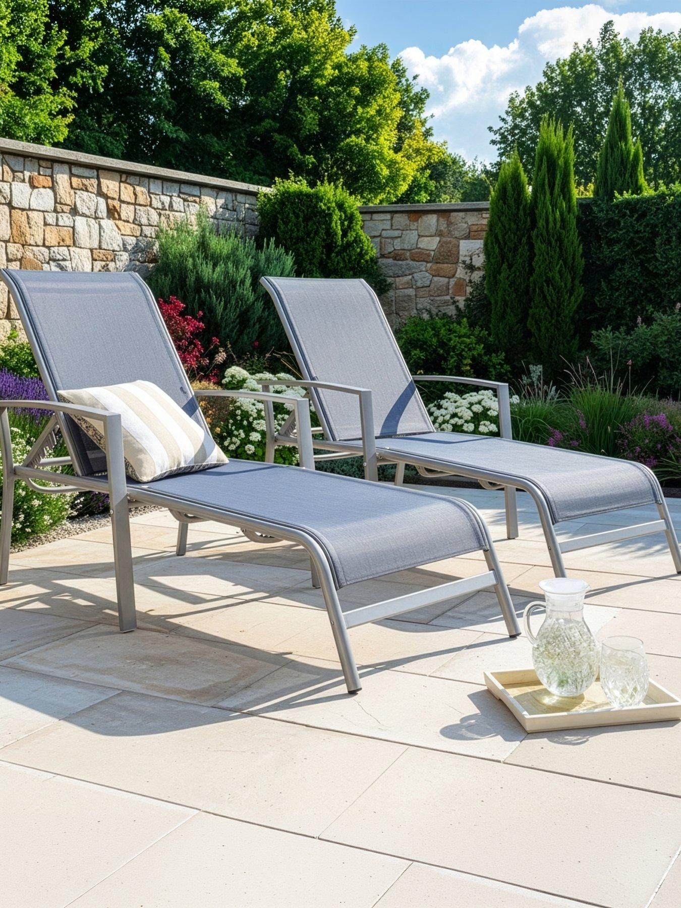 The Very Collection Set 2 Adjustable Loungers- Navy