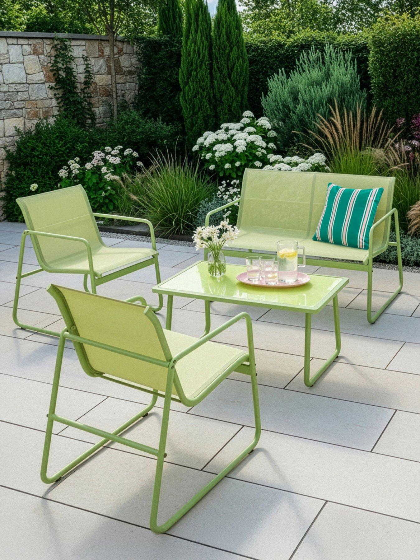 The Very Collection Amalfi Set - Love Seat, 2 Chairs and Table Set in Green
