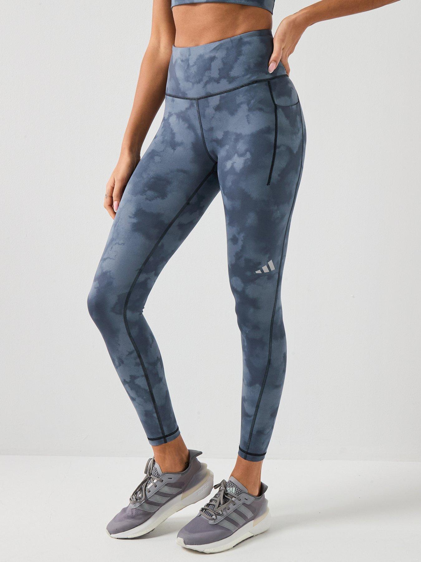 adidas Womens Running Adi365 Iconic Stripes 7/8 Tights - Blue Print