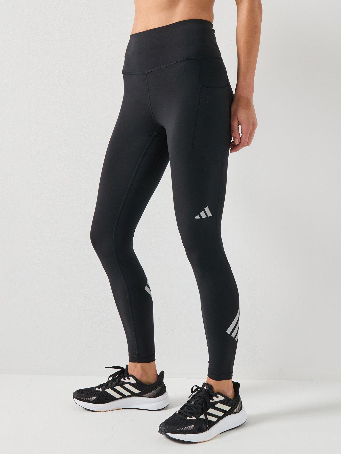 adidas Womens Running Adi365 Iconic Stripes Tights - Black