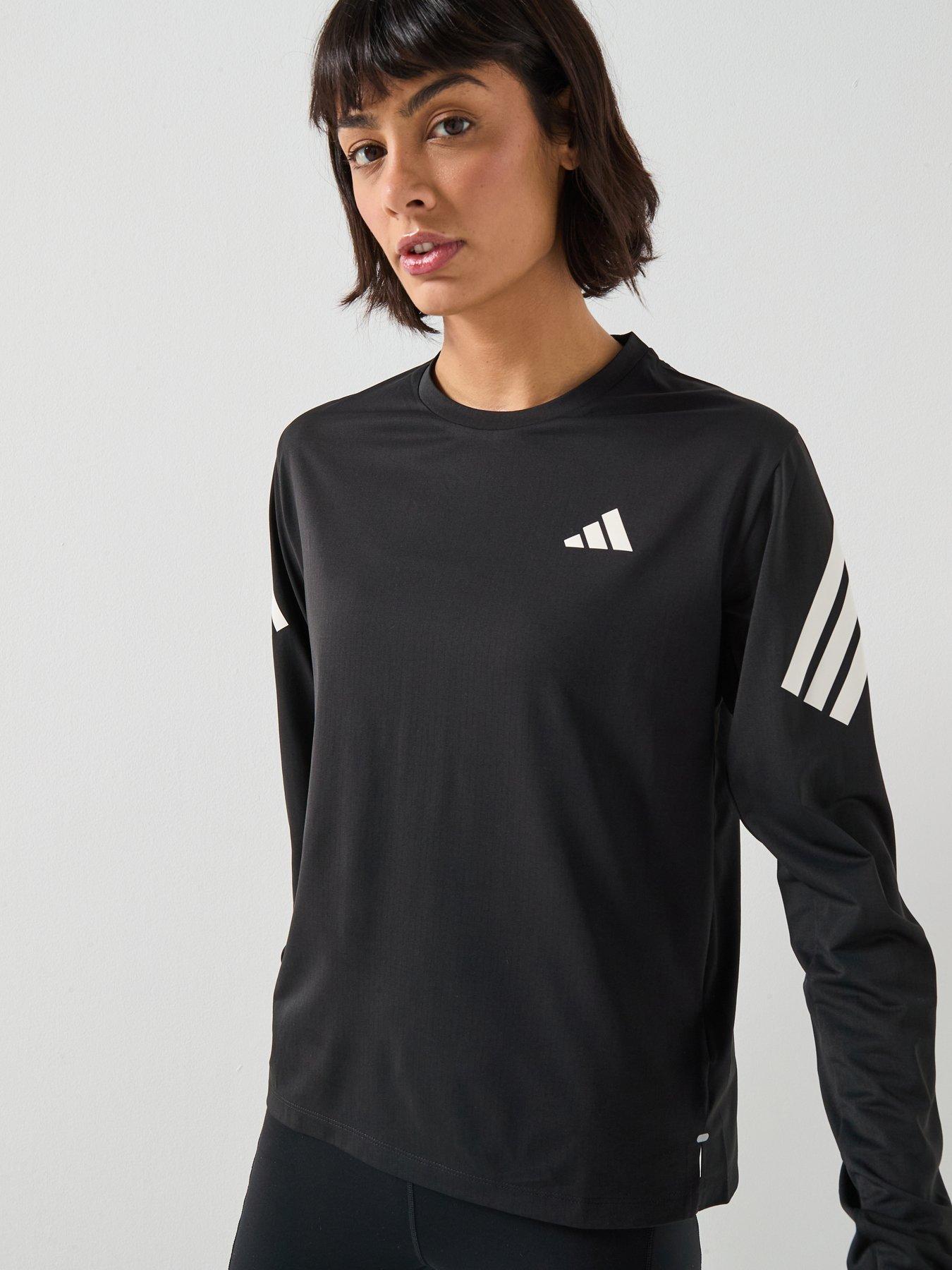 adidas Womens Running Adi365 Iconic Stripes Long Sleeve T-Shirt - Black
