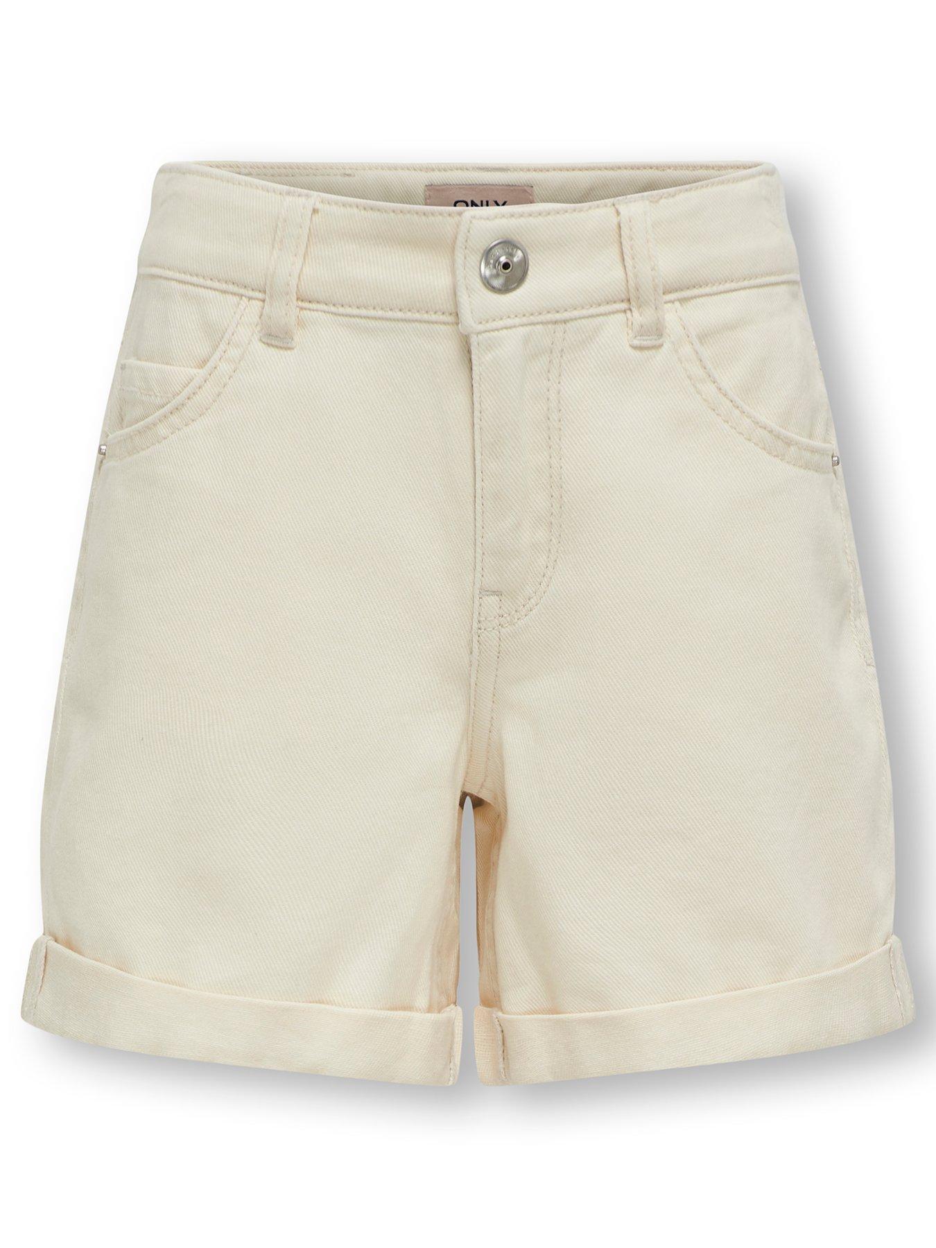 Image 2 of 7 of Only Kids Girls Mom Denim Shorts - Cream