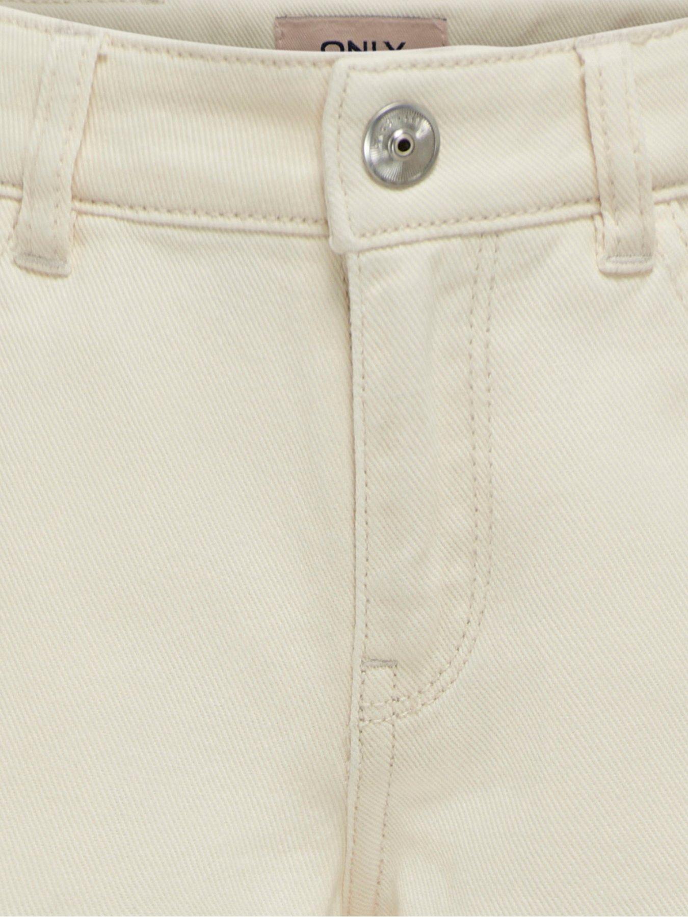 Image 7 of 7 of Only Kids Girls Mom Denim Shorts - Cream