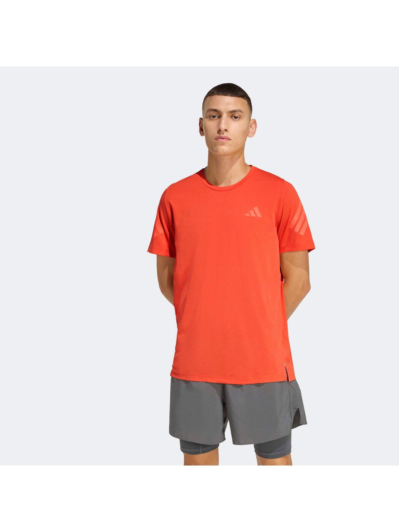 adidas Mens Running Adi365 Iconic Stripes T-Shirt - Orange