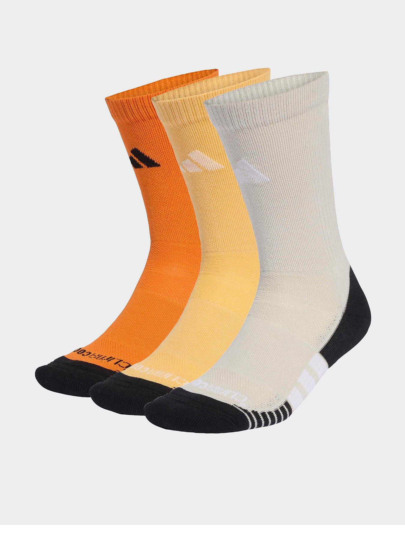 adidas Unisex Training Cushioned Crew 3 Pack Socks - Orange