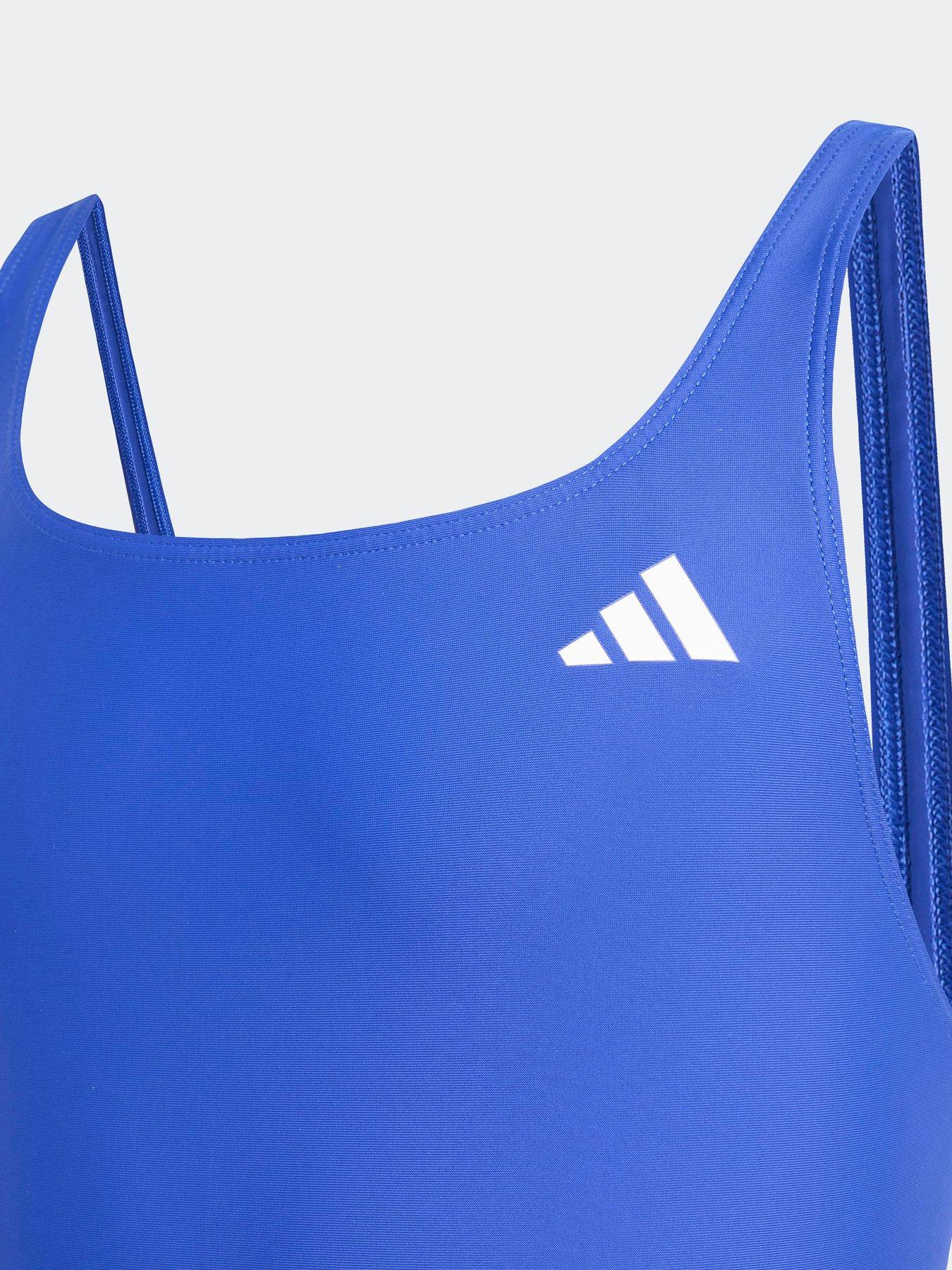 Image 3 of 6 of adidas Junior Girls Essentials V Back Swimsuit - Blue
