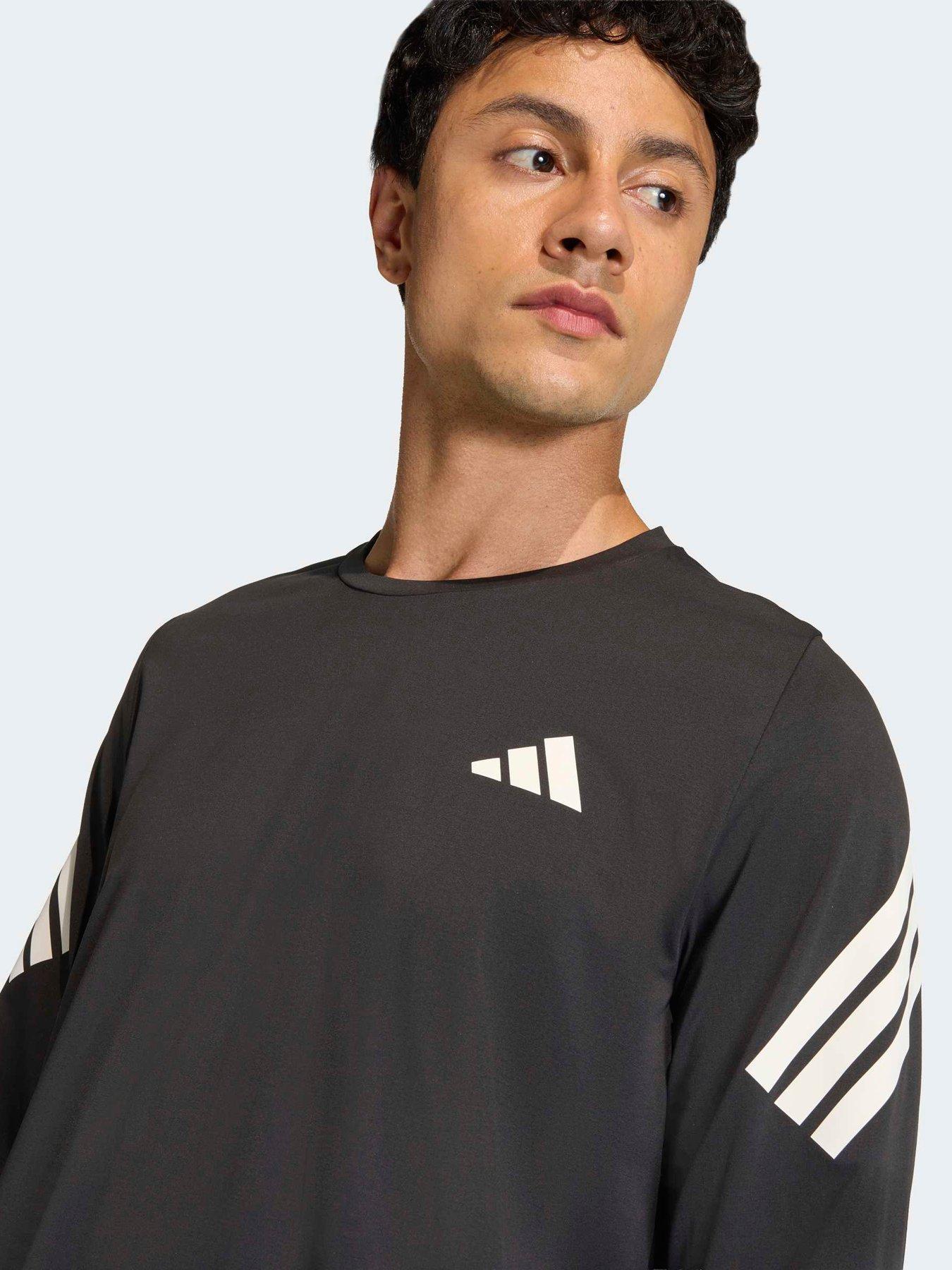 Image 4 of 7 of adidas Mens Running Adi365 Iconic Stripes Long Sleeve T-Shirt - Black