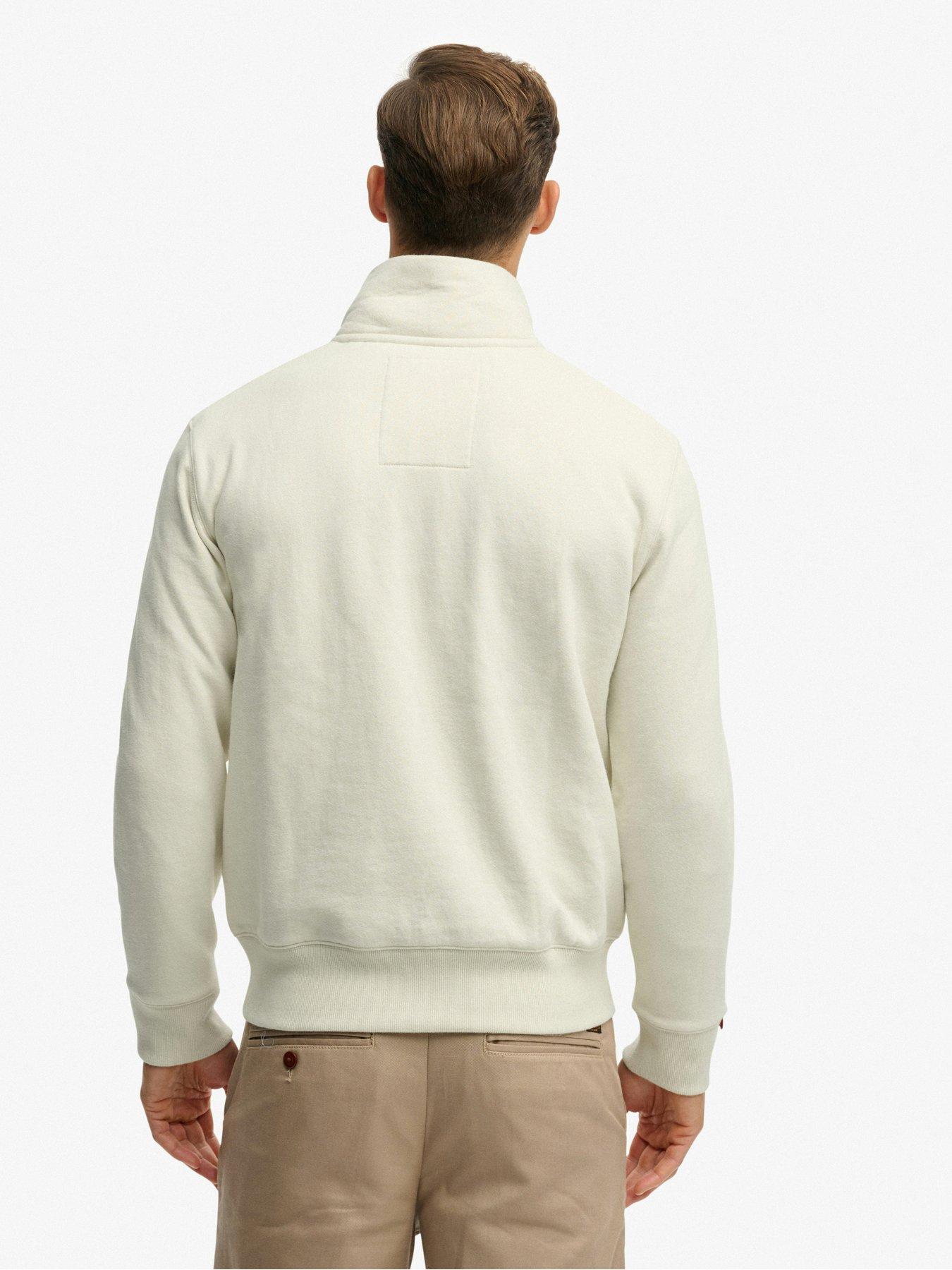  image of superdry-essential-logo-henley-14-zip-sweatshirt-beige
