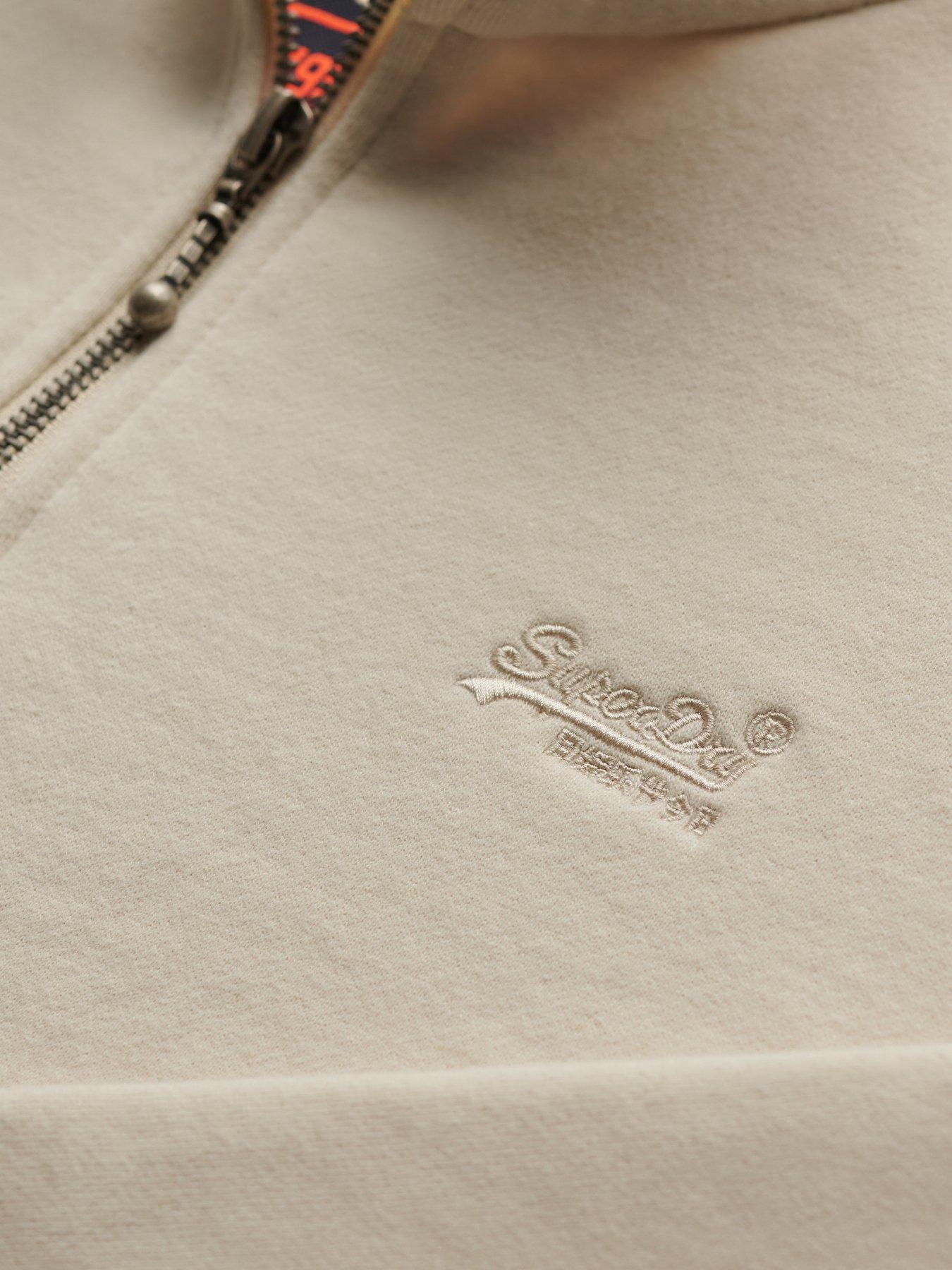  image of superdry-essential-logo-henley-14-zip-sweatshirt-beige