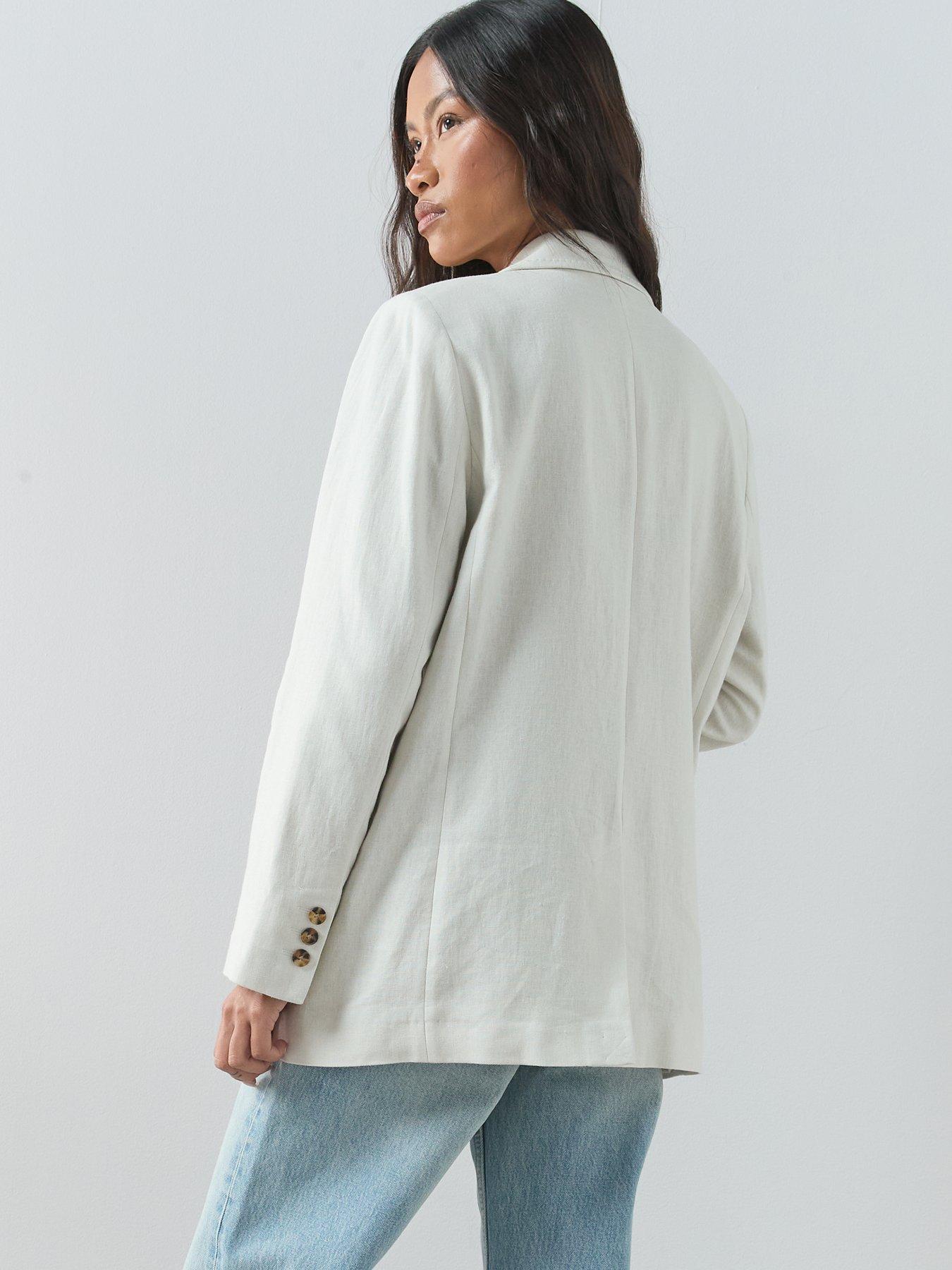 Image 2 of 6 of The Very Collection Double Breasted Linen Blazer - Natural