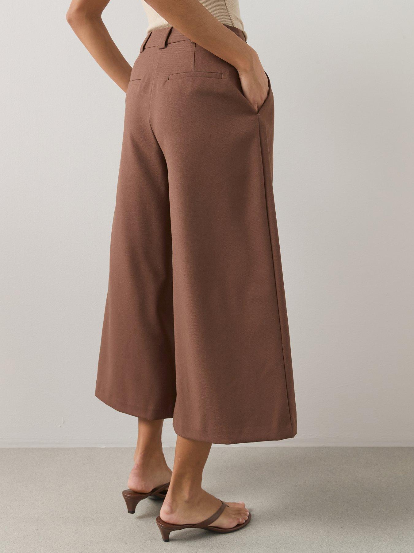 Image 2 of 6 of The Very Collection Linen Blend Tailored Culottes - Brown