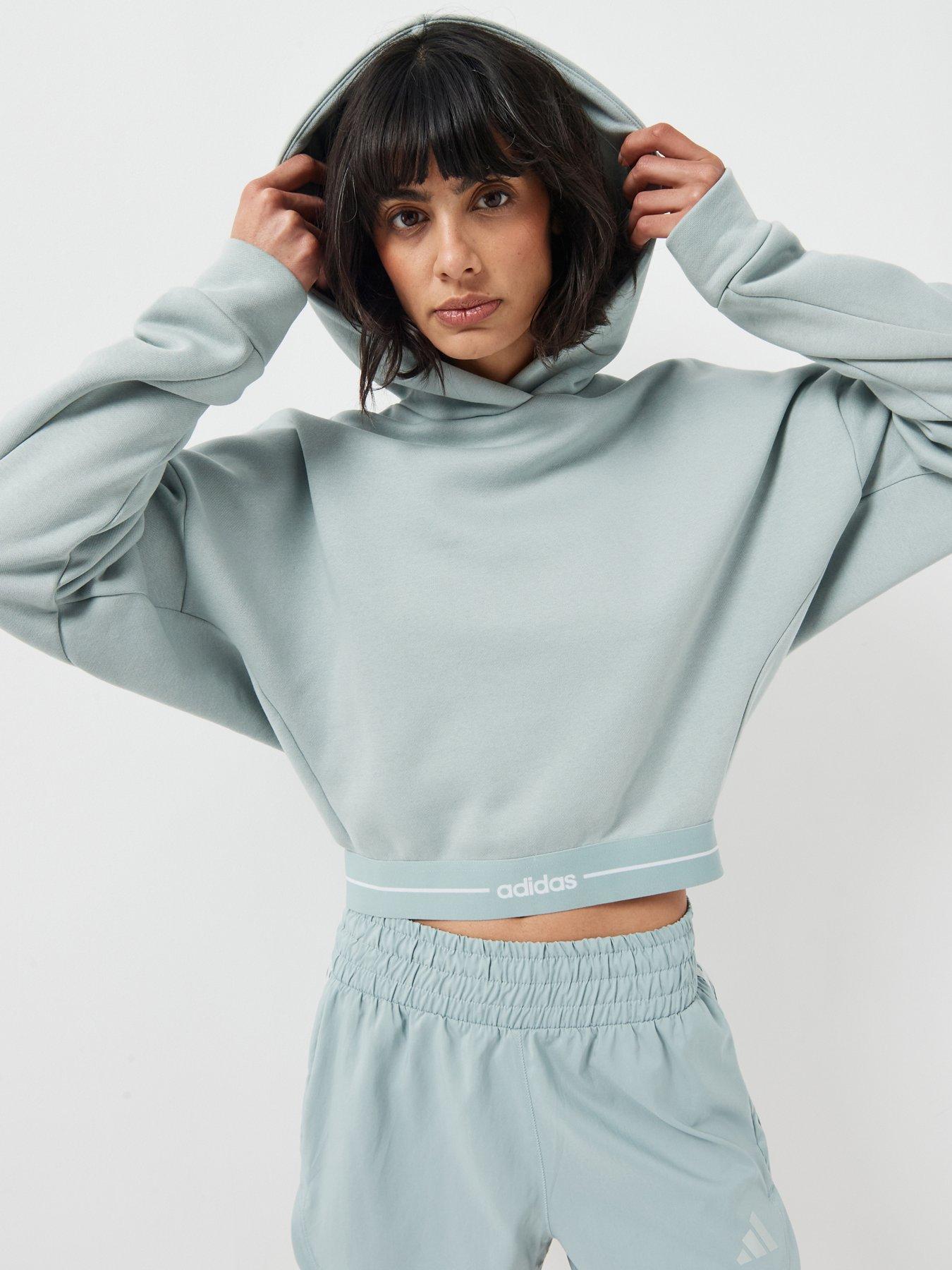 adidas Womens Training Hyperglam Linear Overhead Hoodie - Green