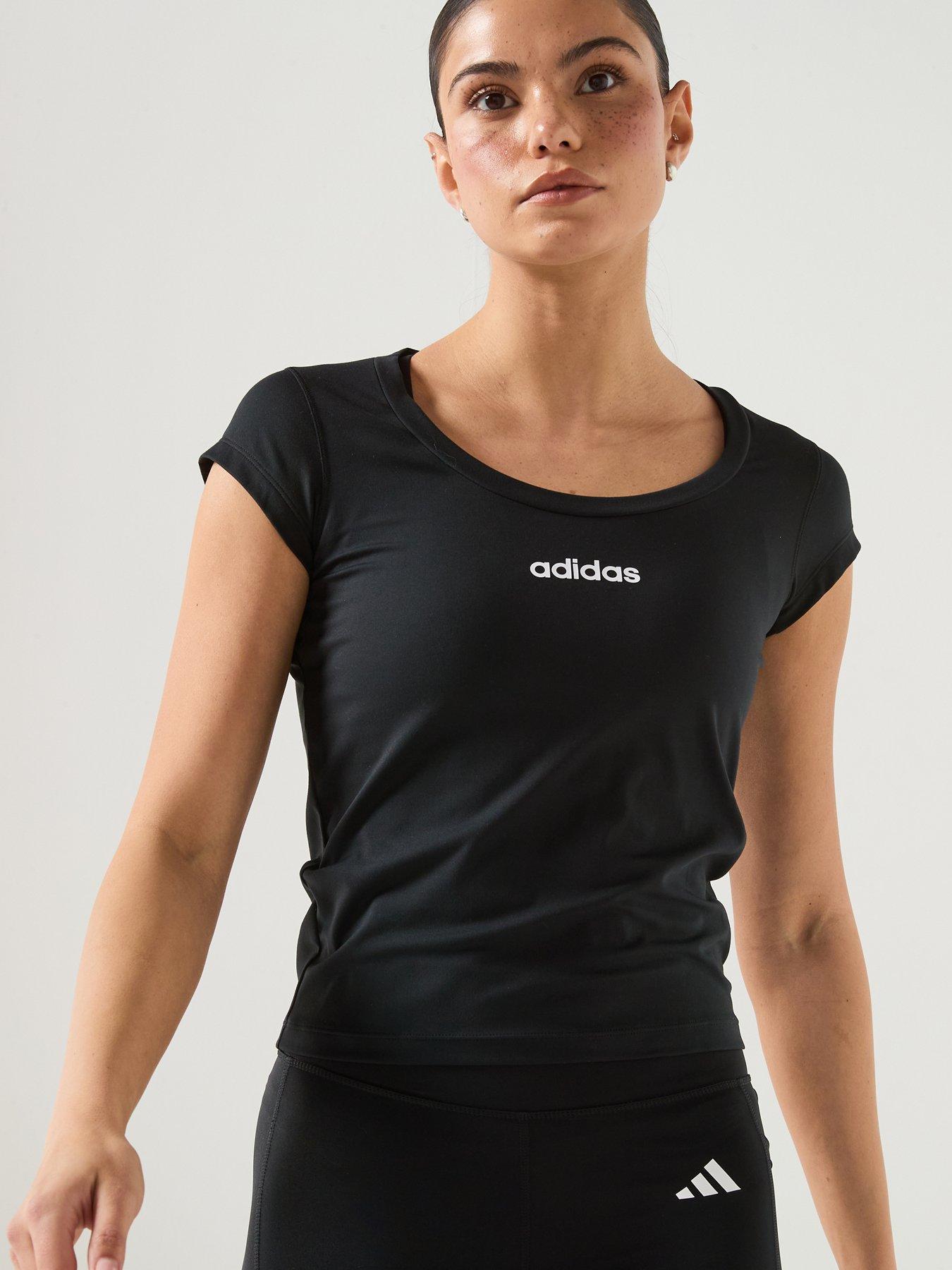  image of adidas-womens-training-hyperglam-linear-t-shirt-black