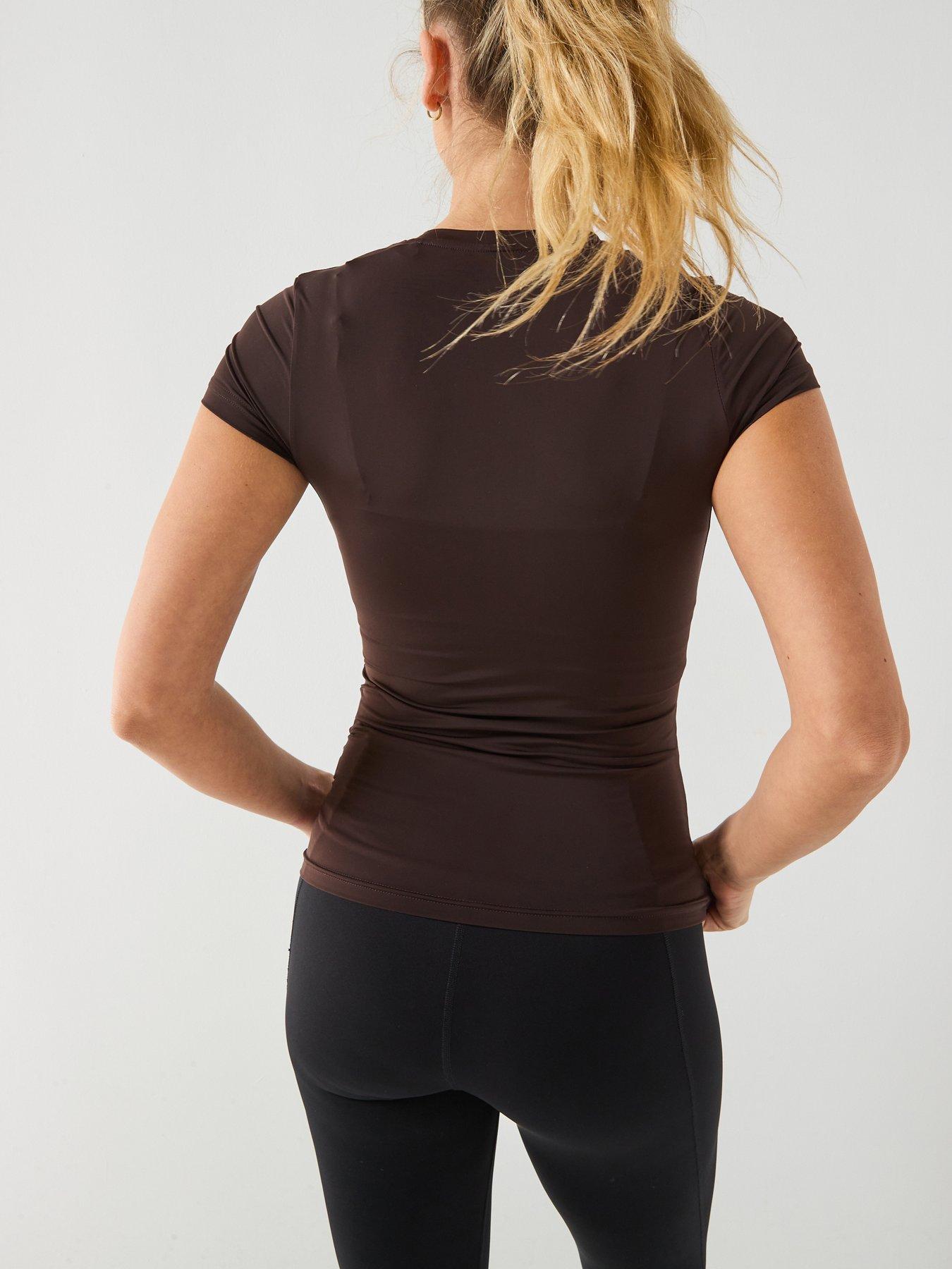  image of adidas-womens-training-workout-essentials-plus-t-shirt-brown