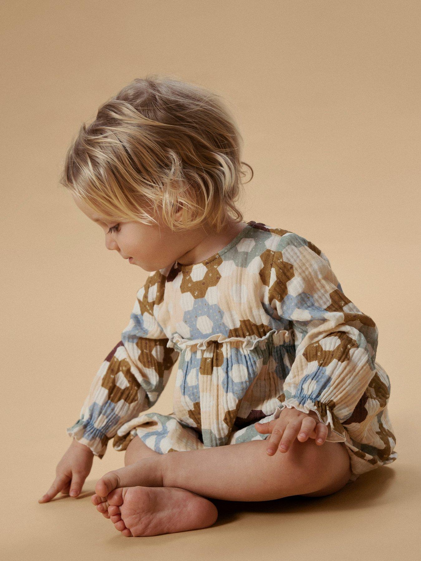 Image 1 of 5 of Lil Atelier Baby Girls Sibling Long Sleeve Floral Body Dress - Multi