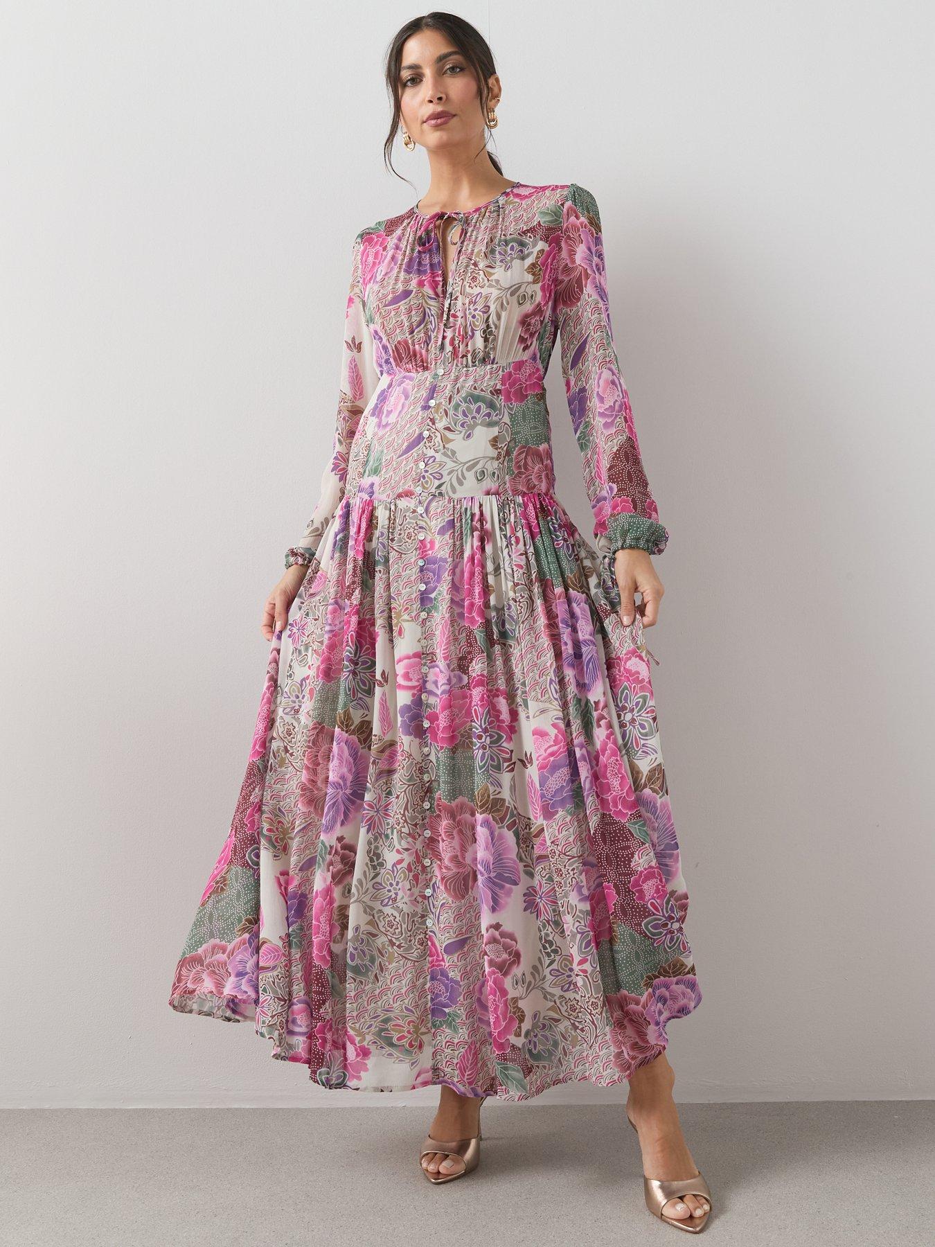  image of the-very-collection-georgette-button-through-floaty-midaxi-dress