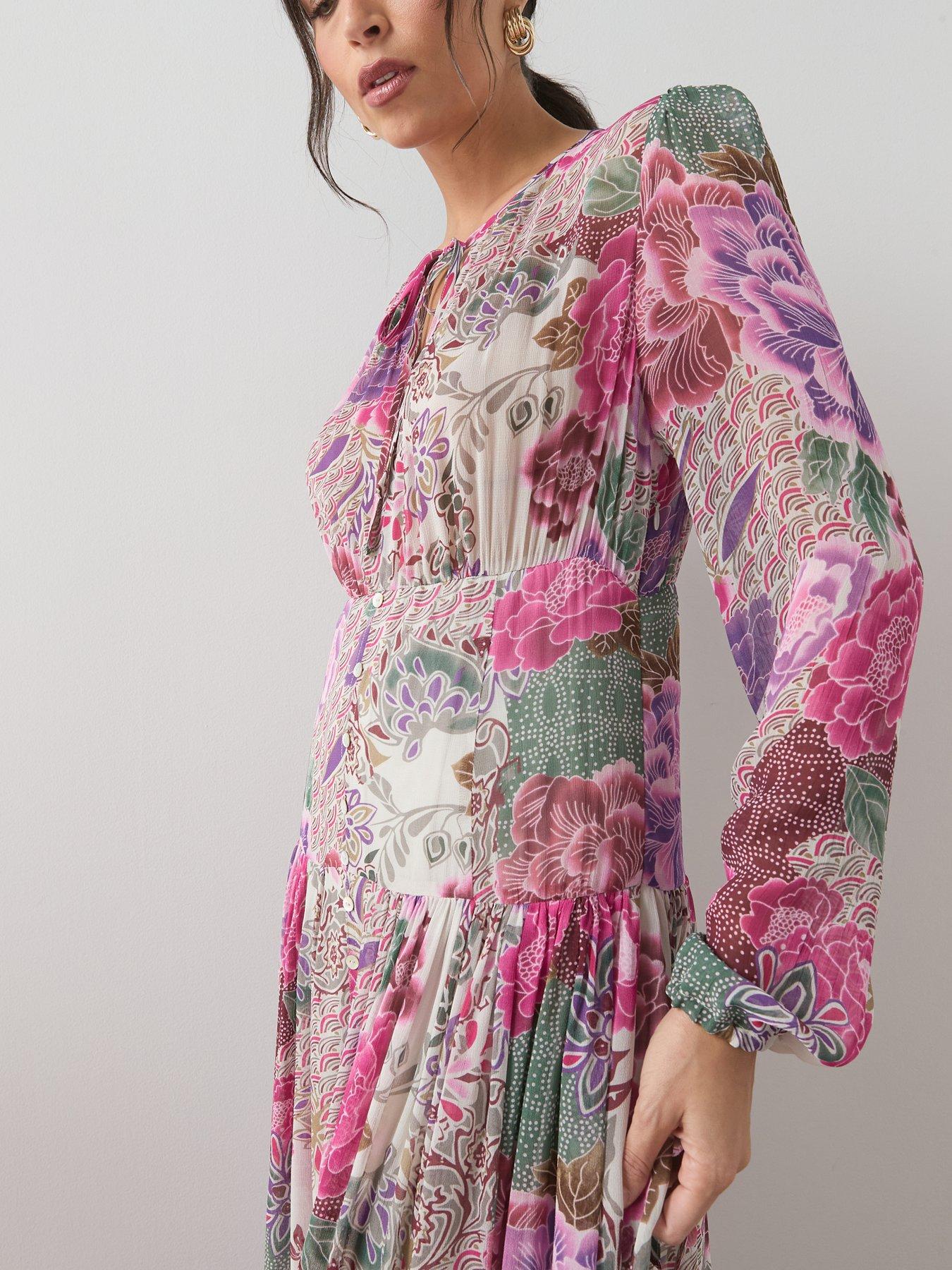  image of the-very-collection-georgette-button-through-floaty-midaxi-dress