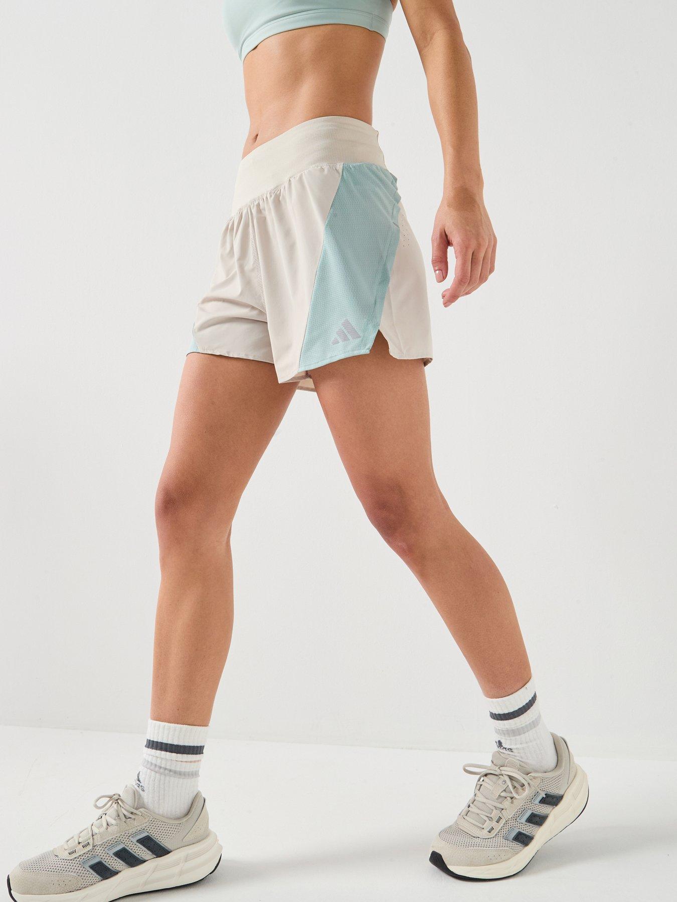 adidas Womens Running Breezy 4 Inch Shorts - Beige