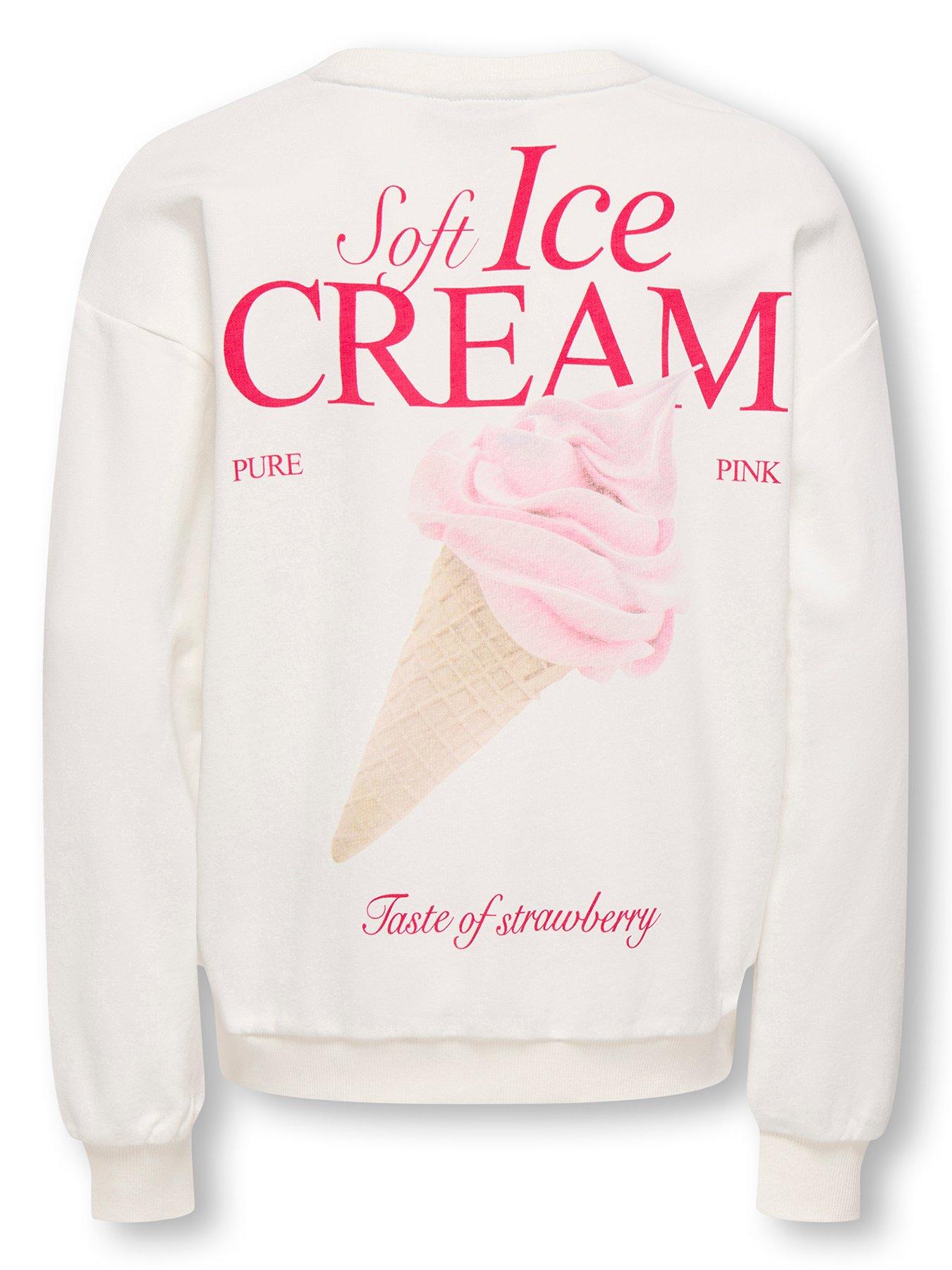 Image 2 of 4 of Only Kids Girls Ice Cream Back Print Sweat - White
