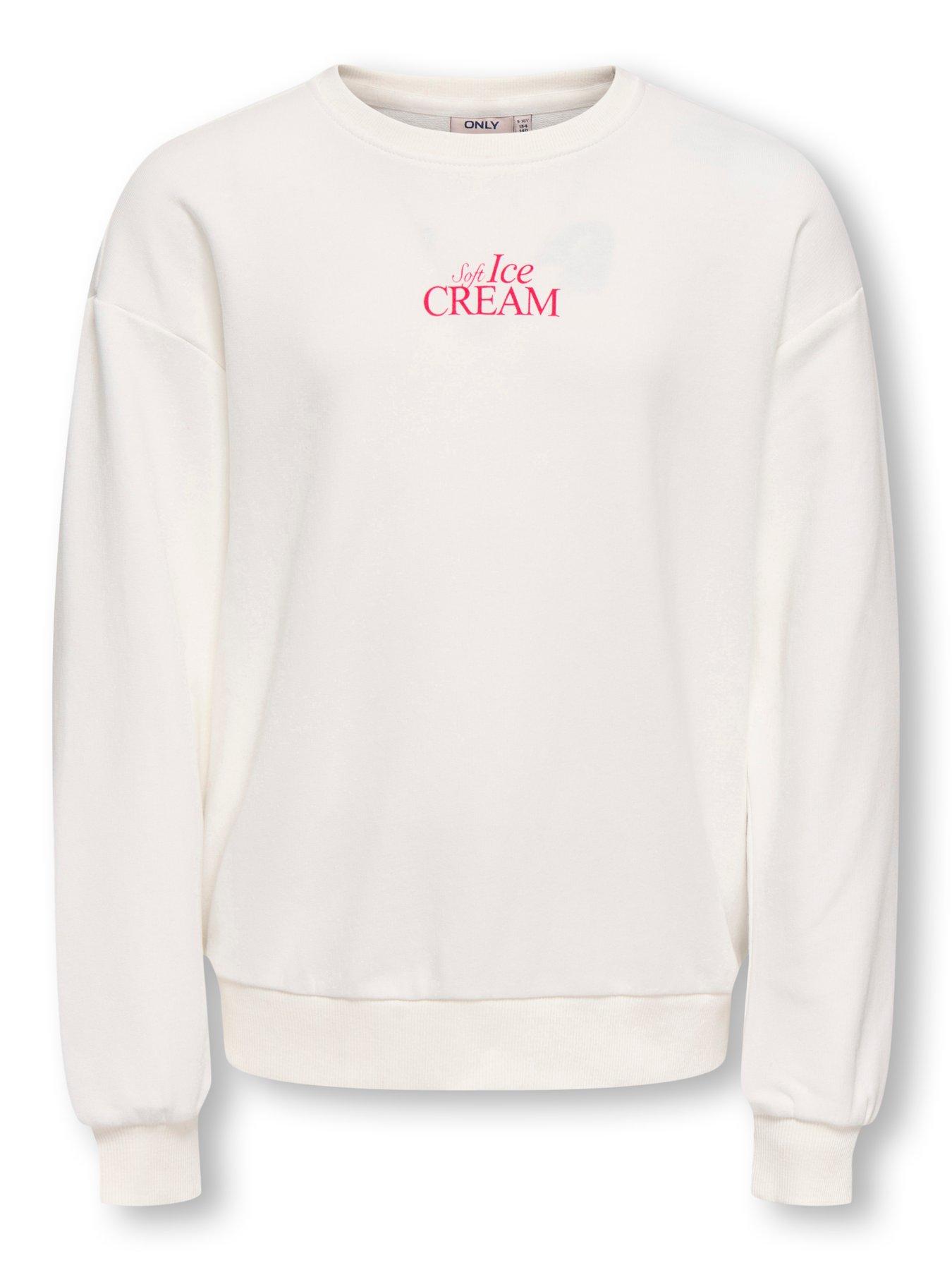 Image 3 of 4 of Only Kids Girls Ice Cream Back Print Sweat - White