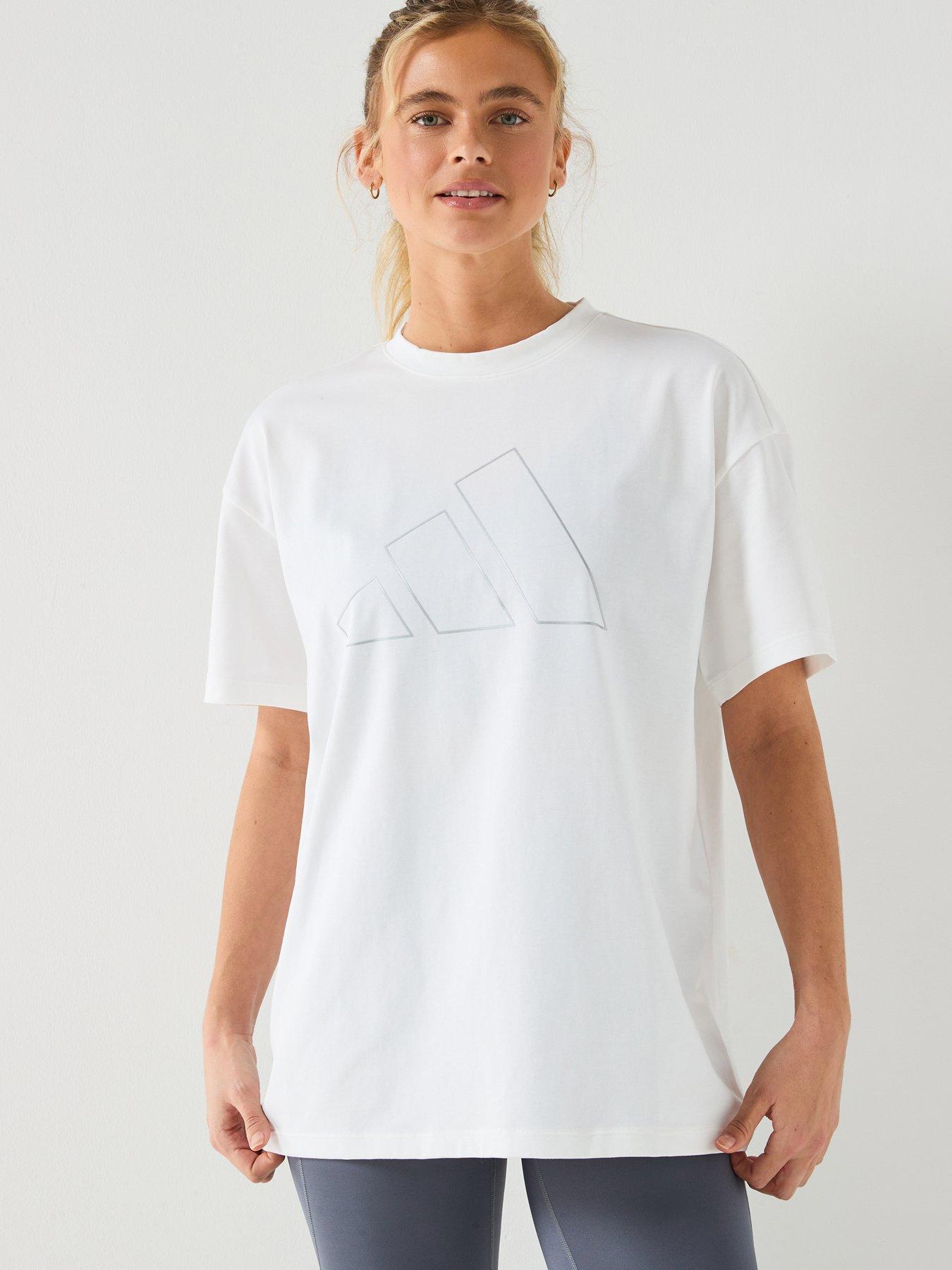 Image 1 of 6 of adidas Womens Training Workout Essentials Plus T-Shirt - White