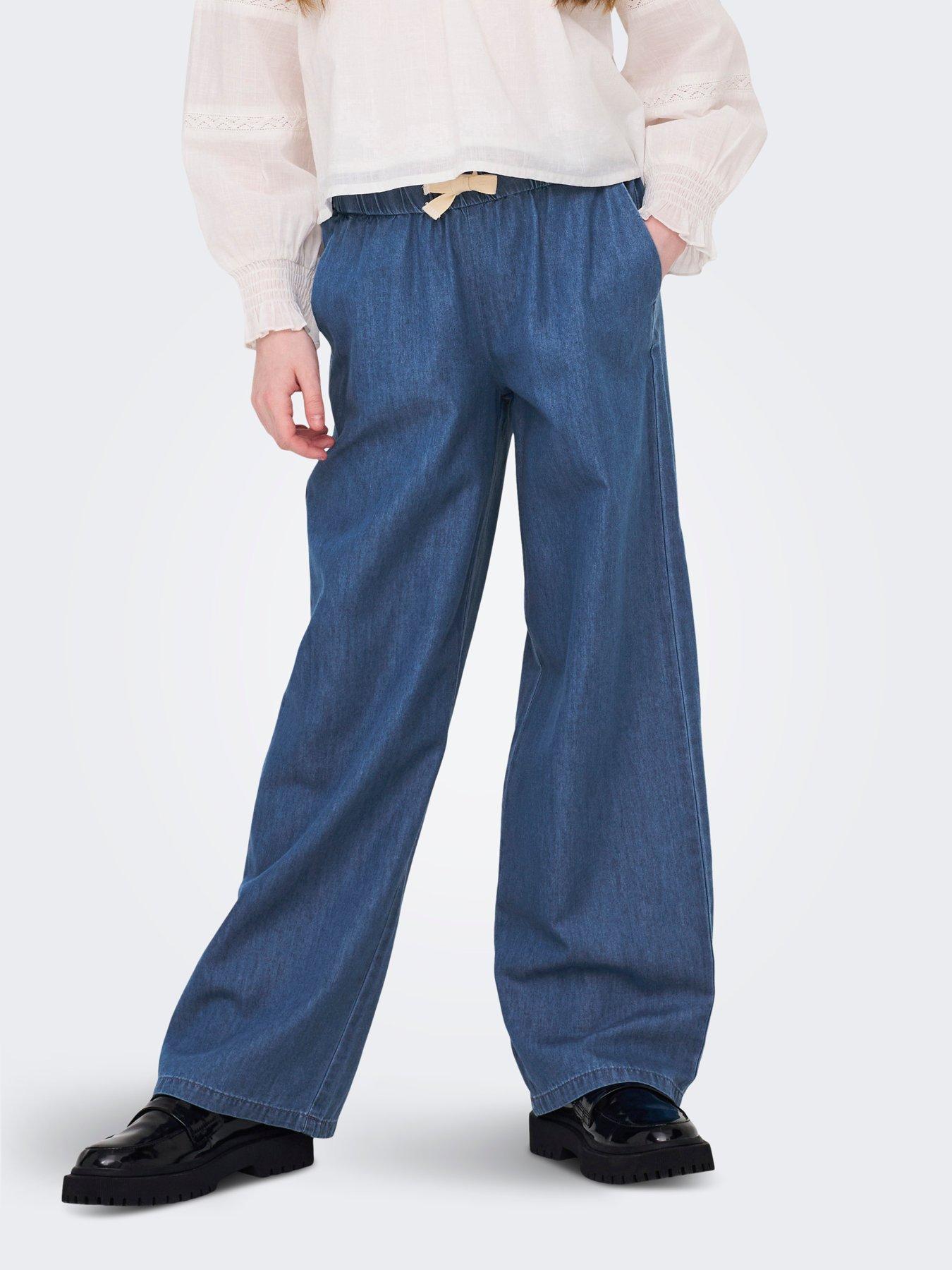 Only Kids Girls Palazzo Denim Trousers - Blue