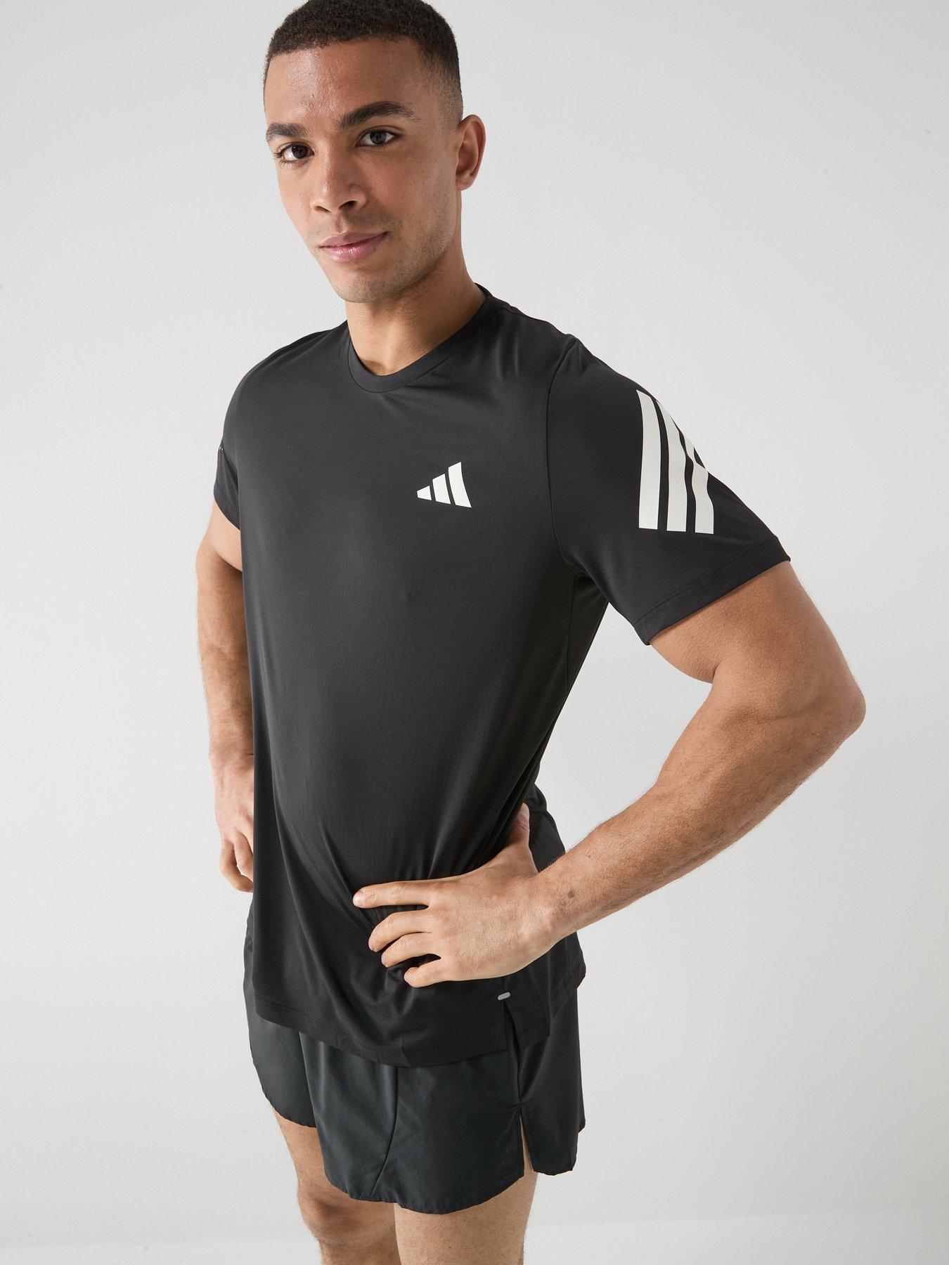 adidas Mens Running Adi365 Iconic Stripes T-Shirt - Black