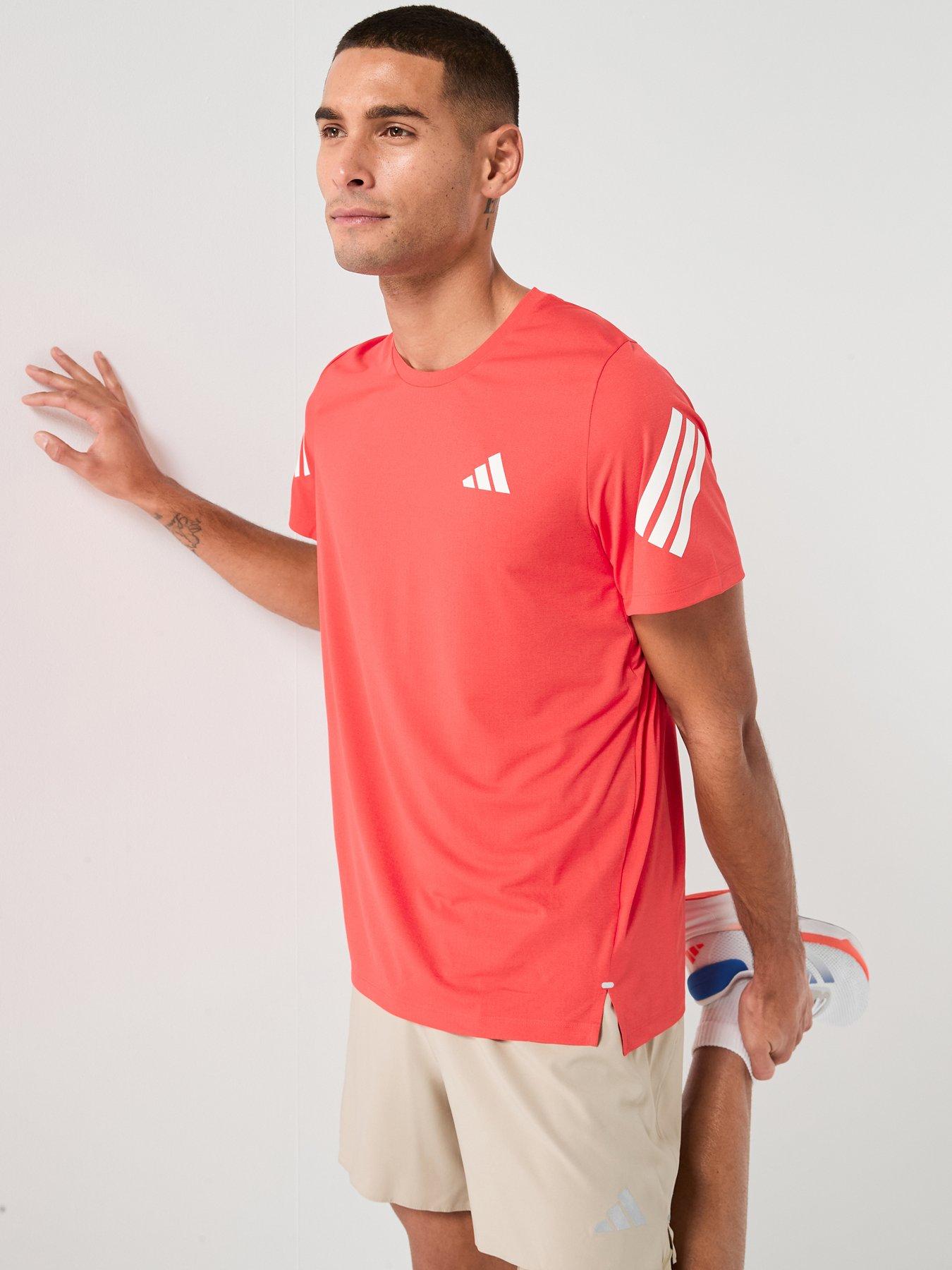 adidas Mens Running Adi365 Iconic Stripes T-Shirt - Red