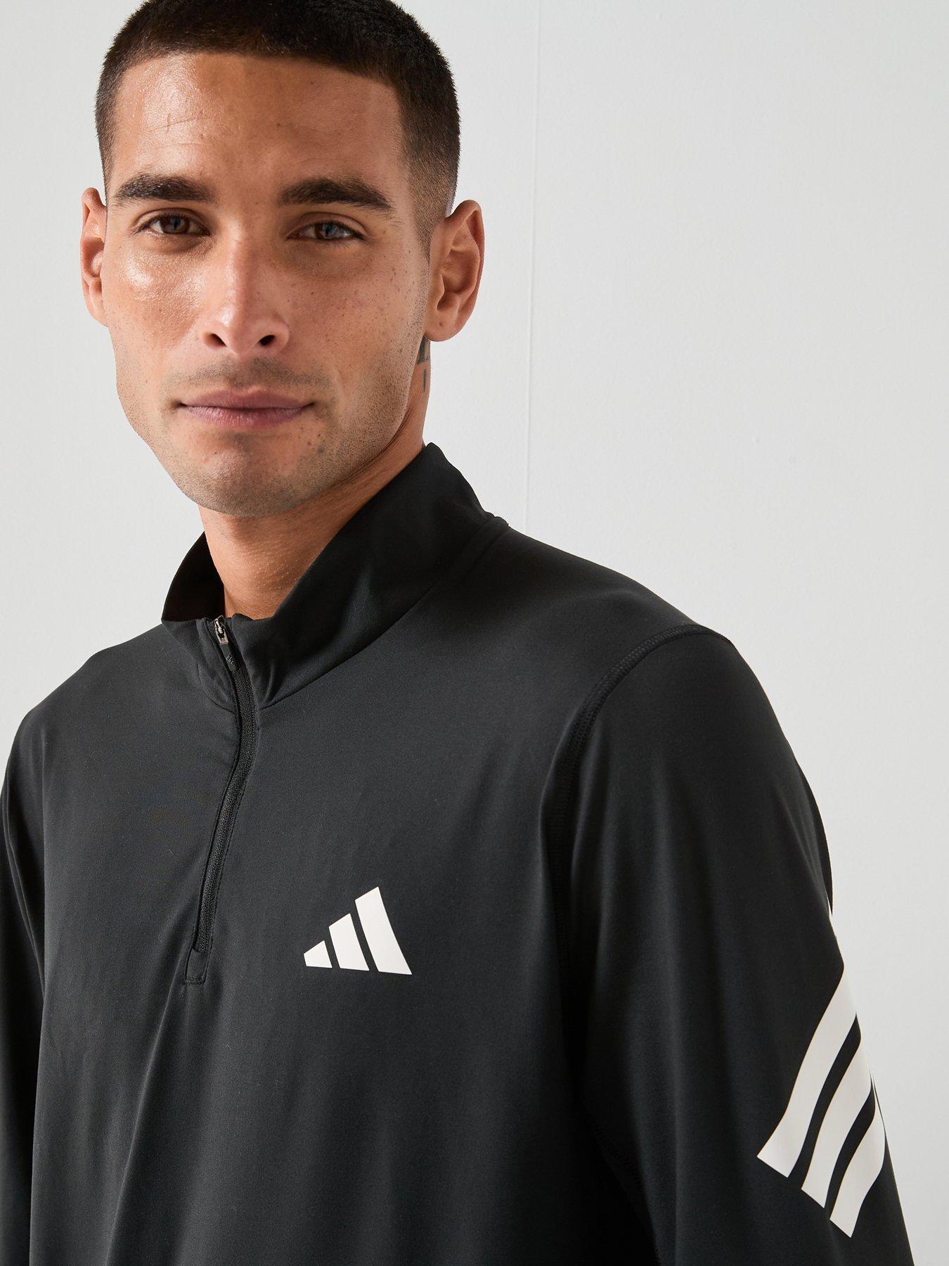 Image 4 of 6 of adidas Mens Running Adi365 Iconic Stripes 1/4 Zip - Black