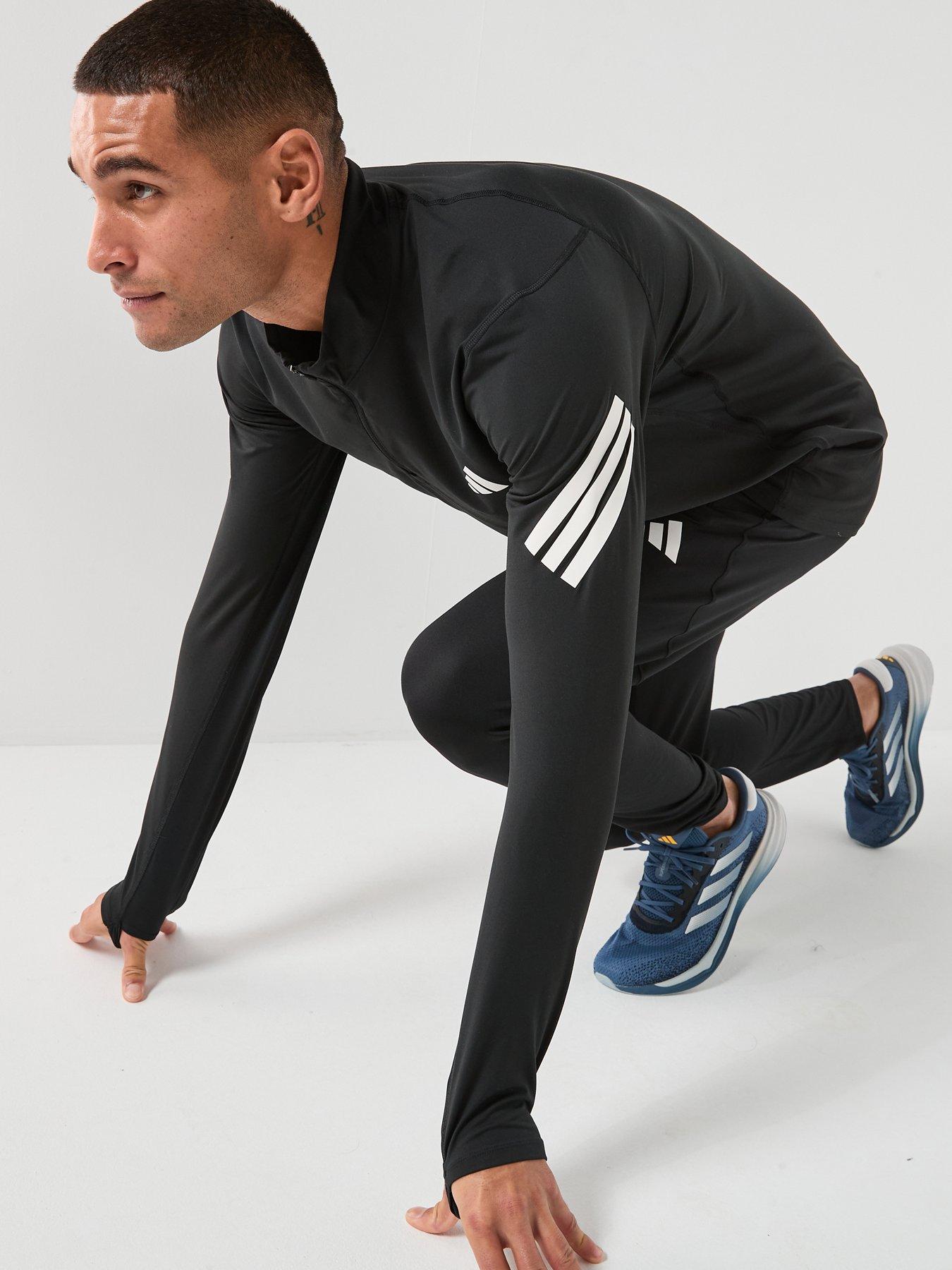 Image 5 of 6 of adidas Mens Running Adi365 Iconic Stripes 1/4 Zip - Black