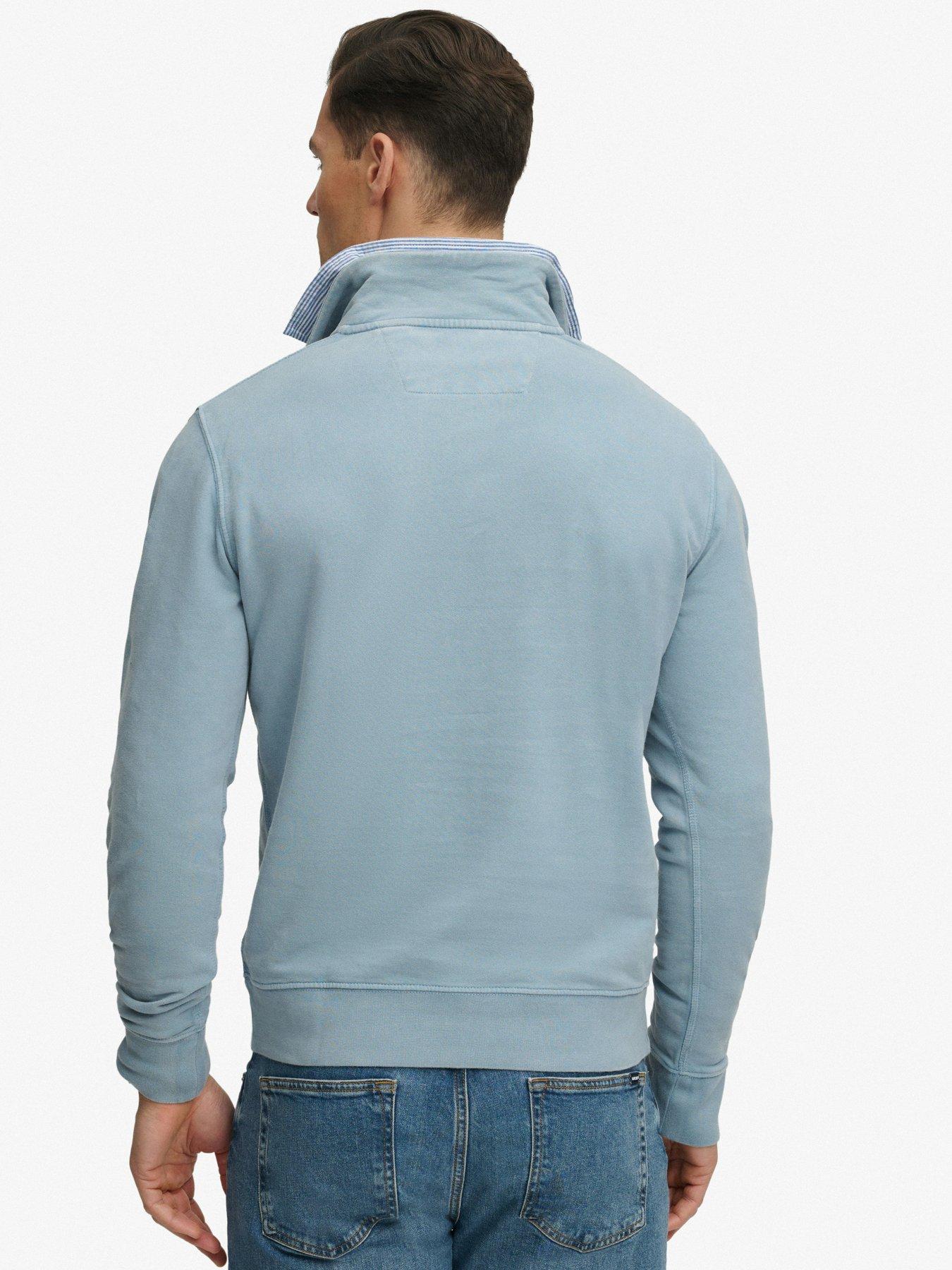 Image 2 of 5 of Superdry Classic Essential Henley 1/4 Zip Sweatshirt &ndash; Blue